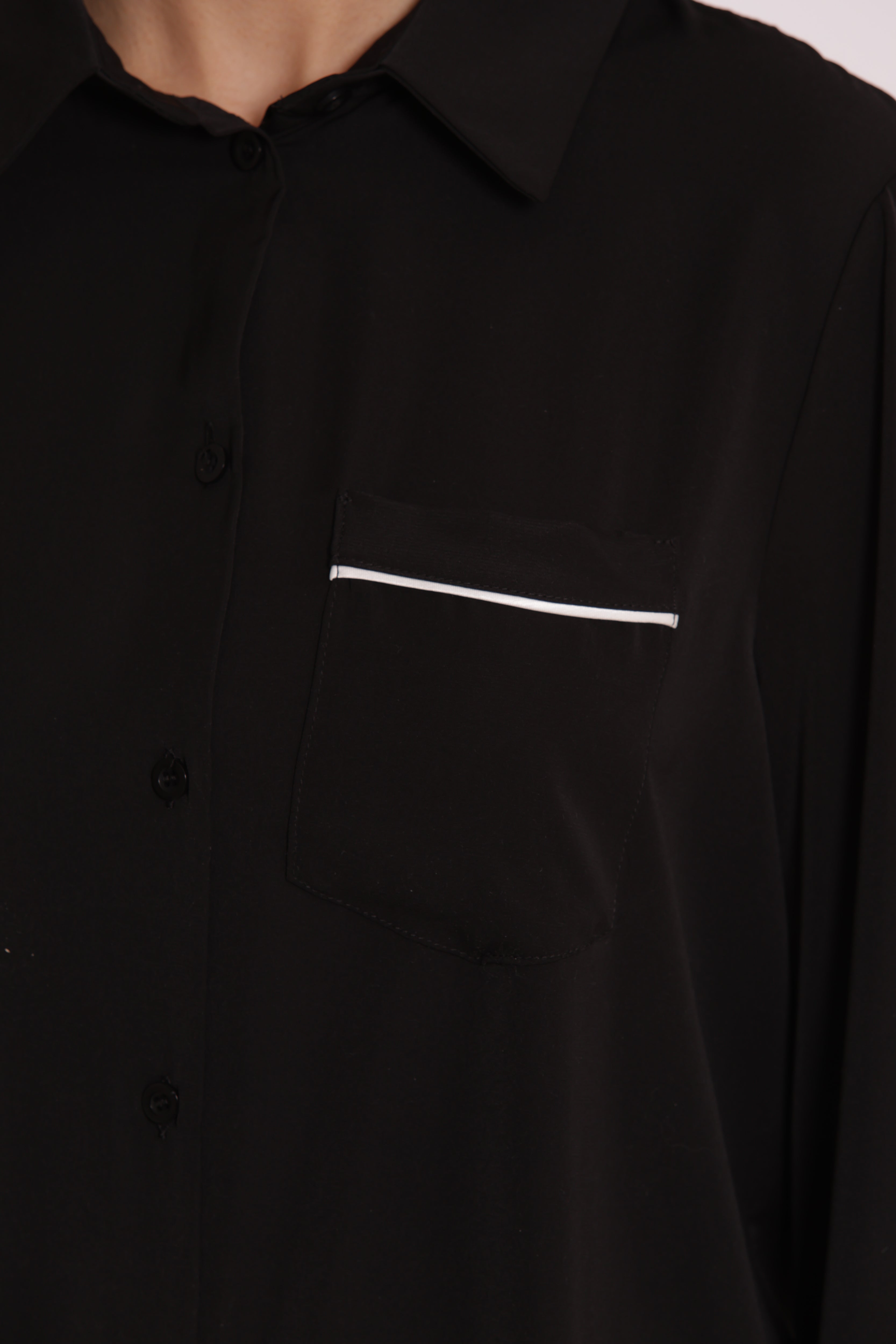Mimi Mua Camicia Taschino Bicolor Nero Bianco