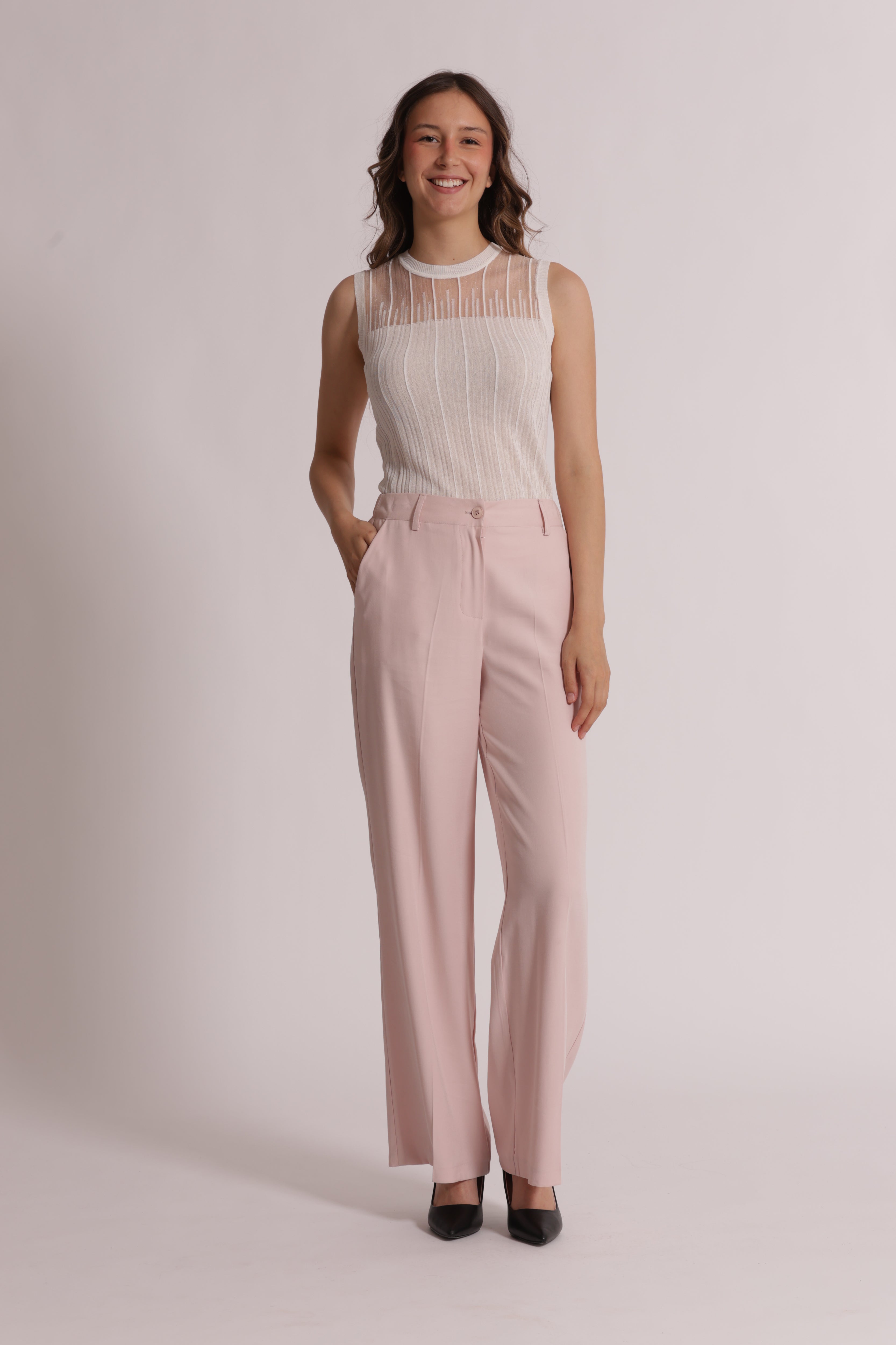Mimi Mua Lungo Viscosa Pantaloni Panna XS