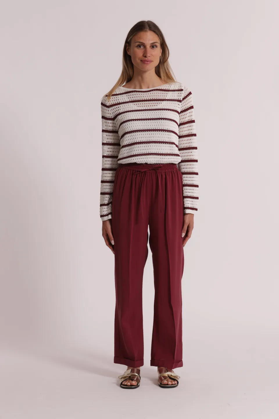 Mimi Mua Pantalone Jogger Modal pantaloni cupro latte