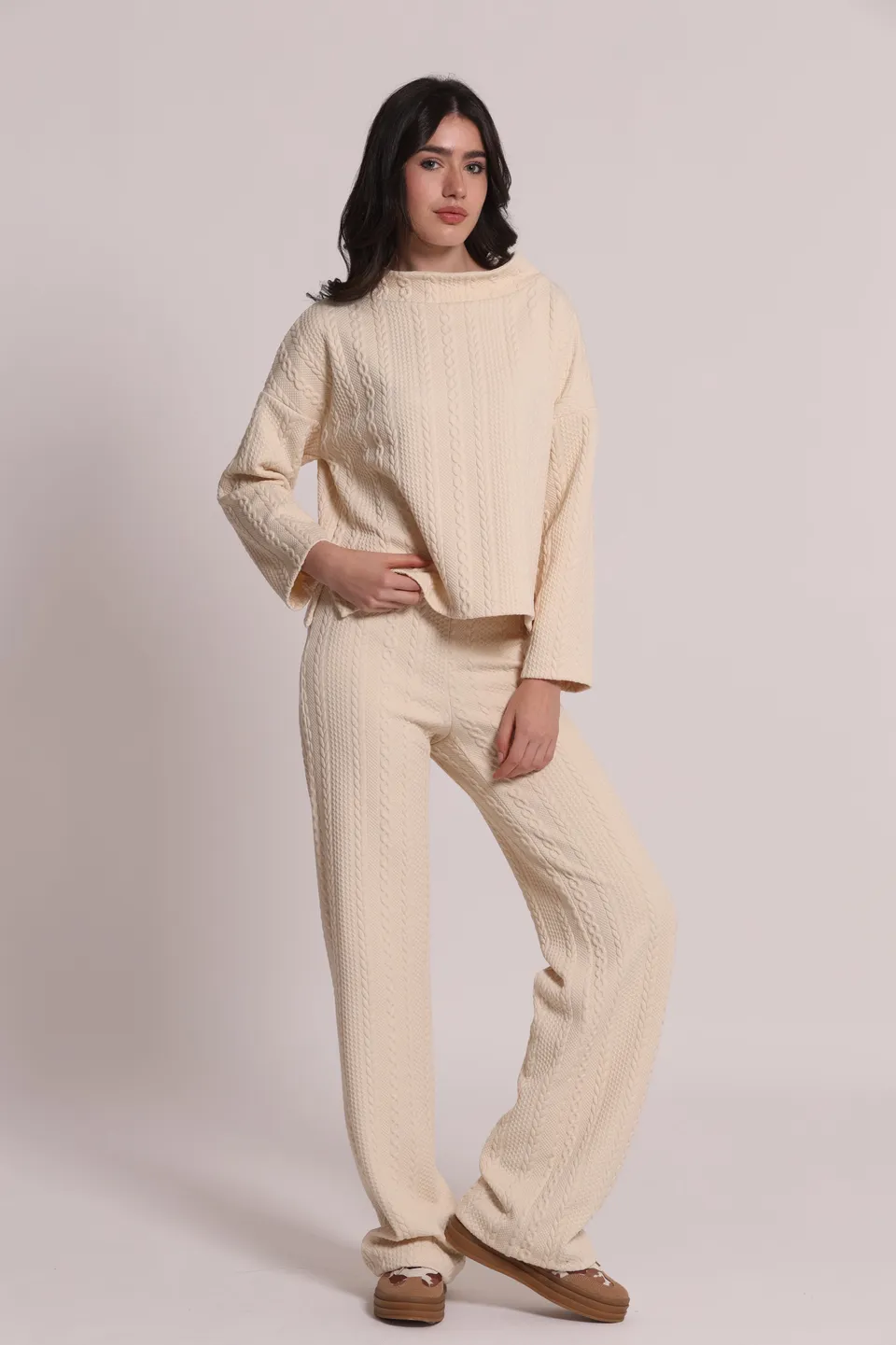 Mimi Mua pantalone in punto milano con treccia nero
