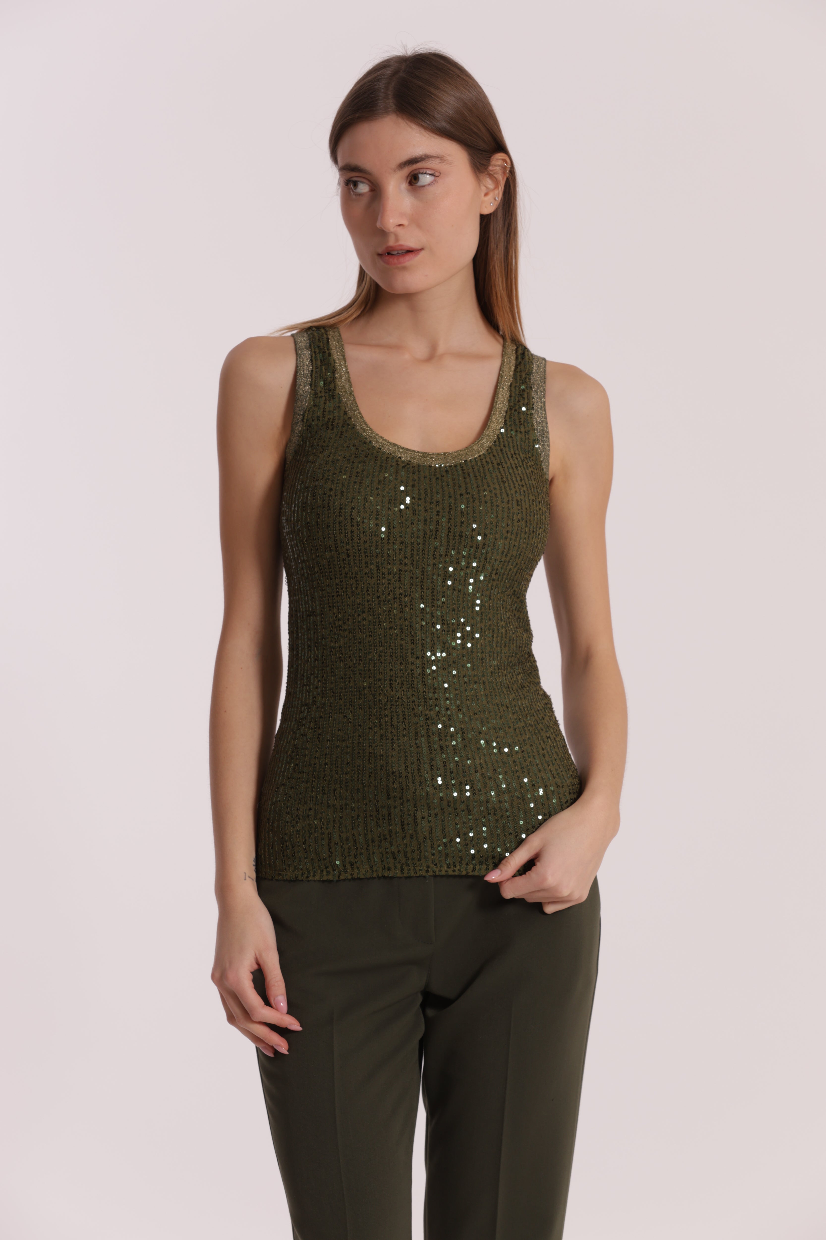 Mimi Mua Top di Paillettes nero serale