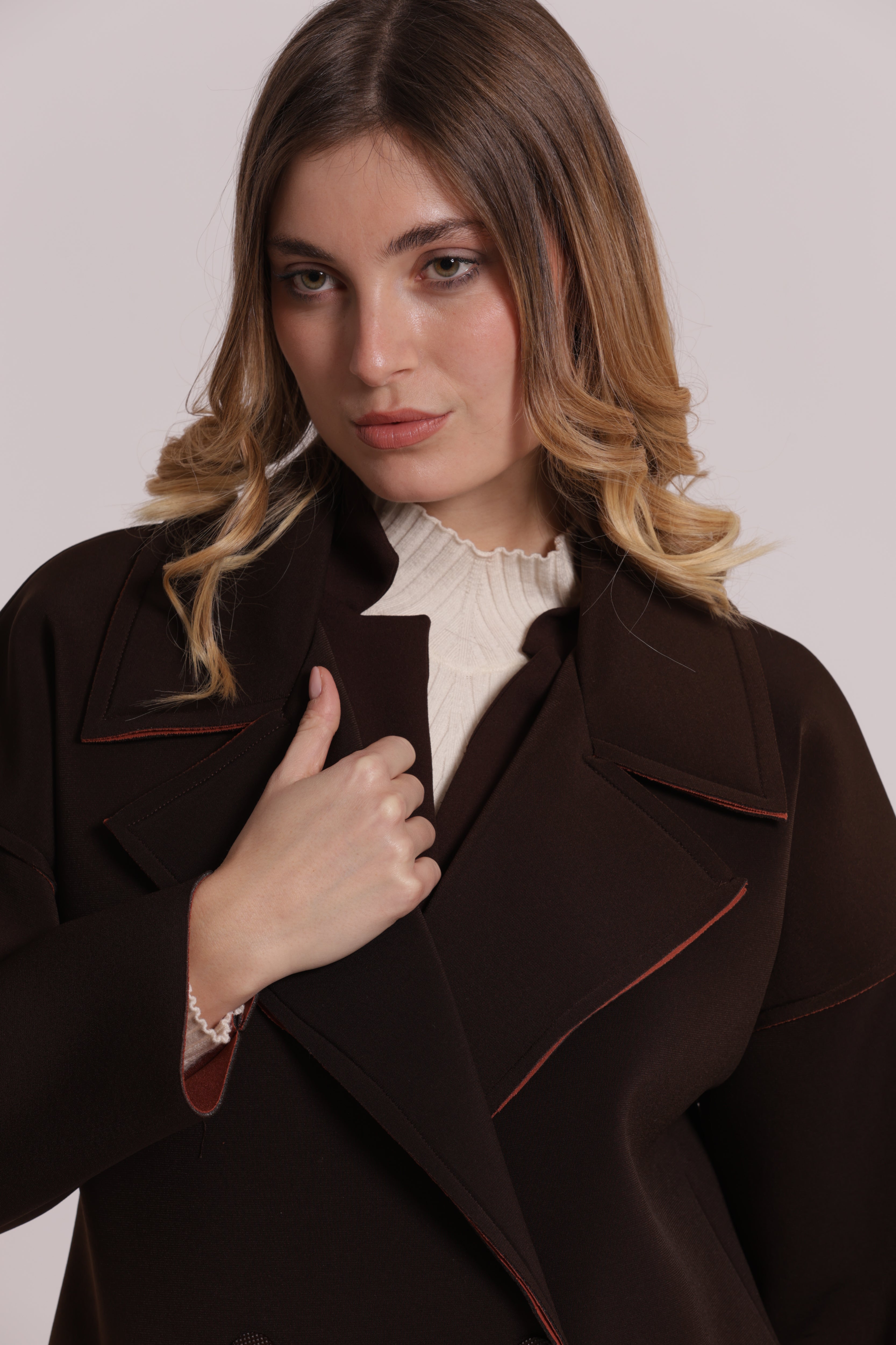 Mimi Mua Giaccone Corto in Neoprene Giacca Moro