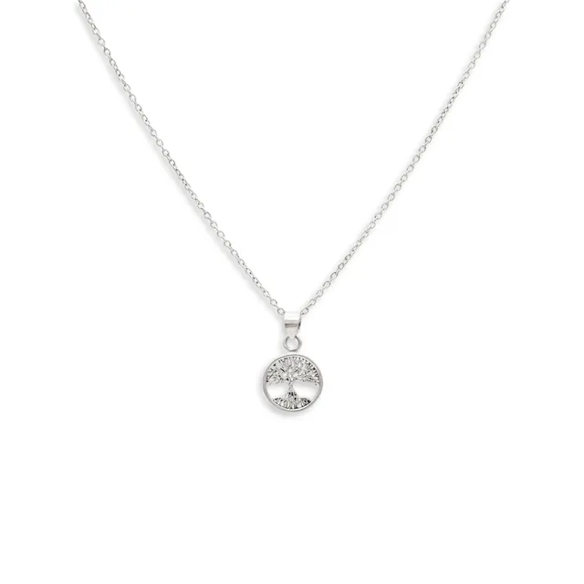 On Earth Vita collana ottone argentato 70 cm