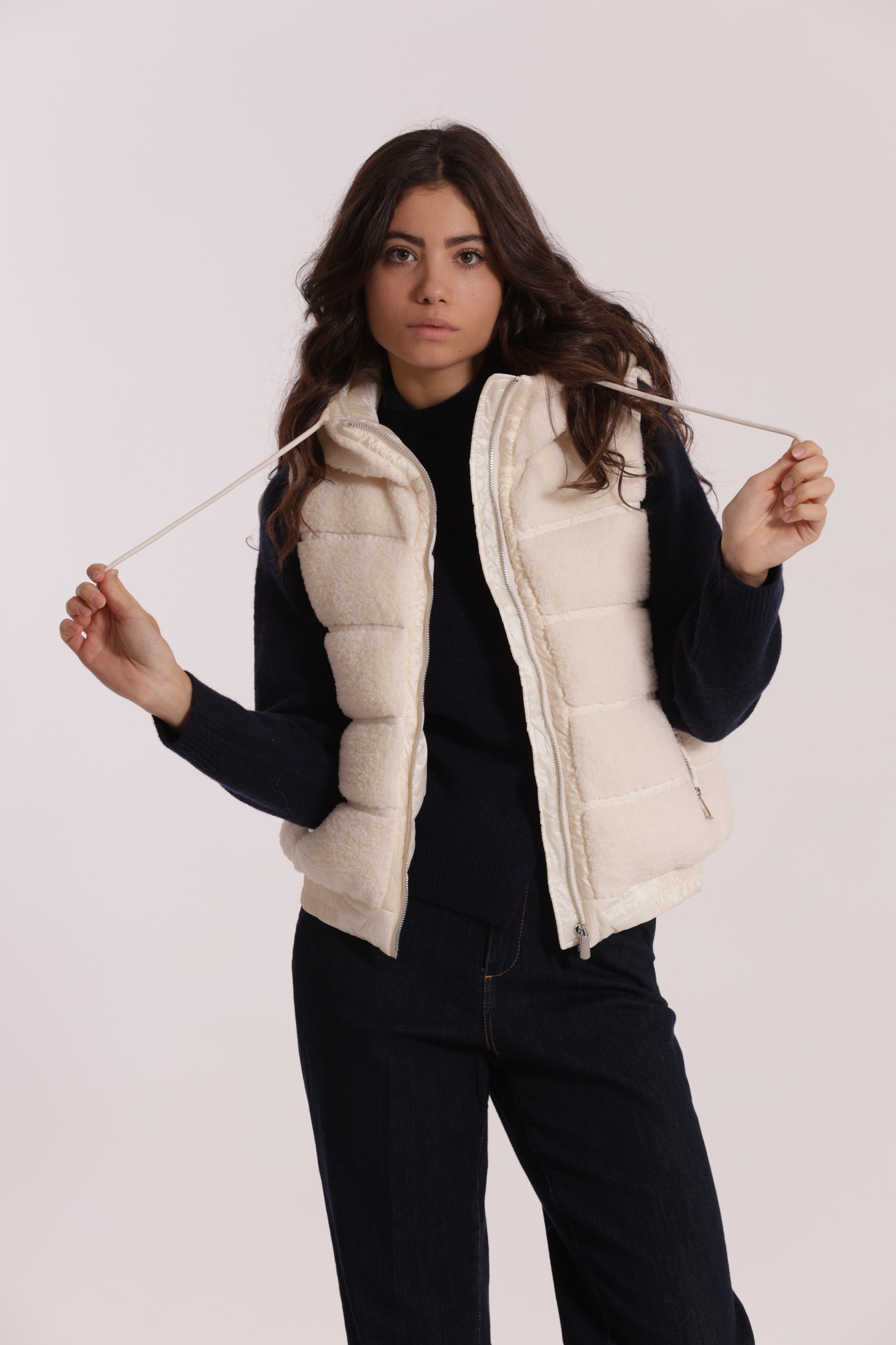 Mimi Mua Effetto Montone Gilet Nero Caldo