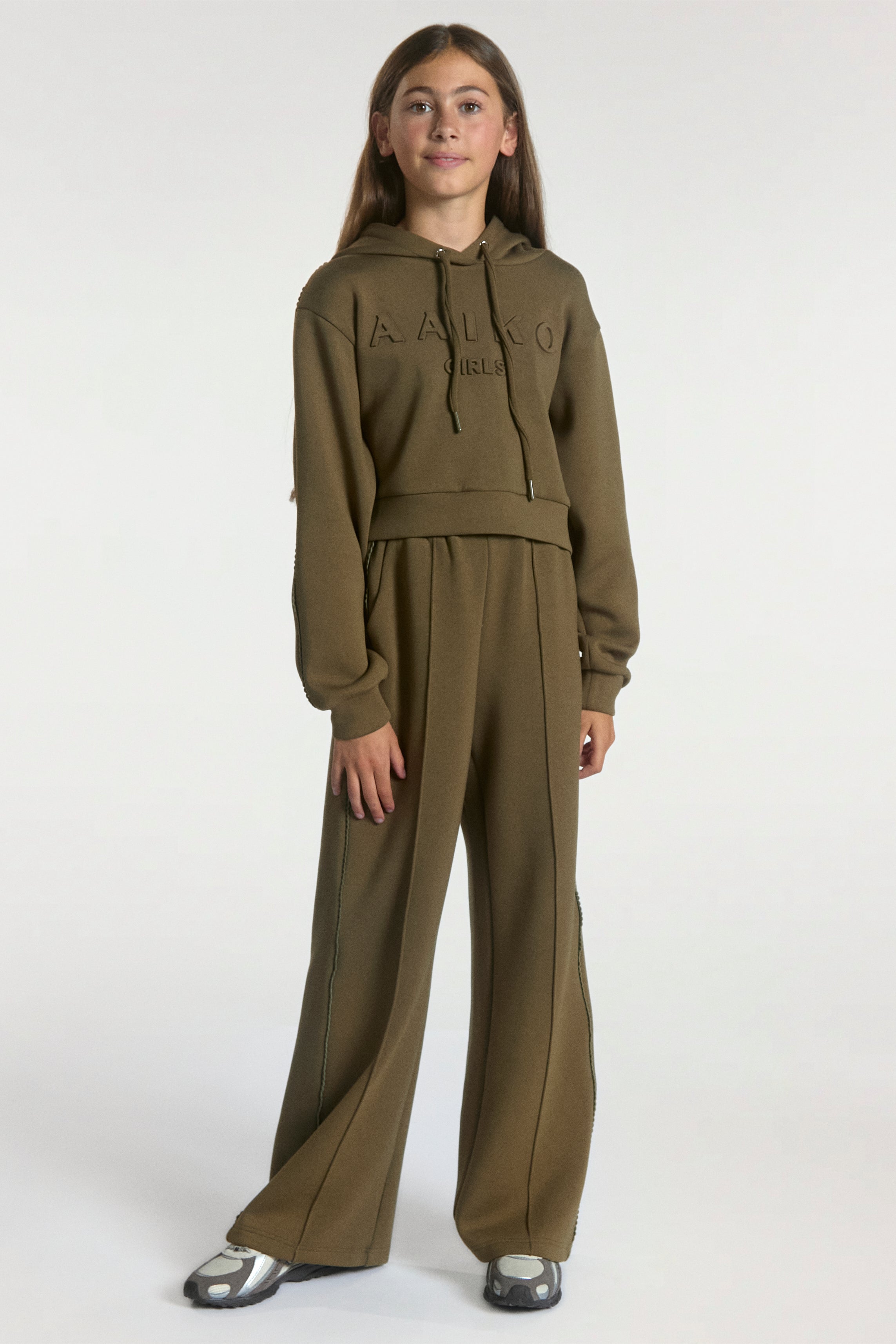 Aaiko Vico pantaloni palazzo verde teak gamba larga