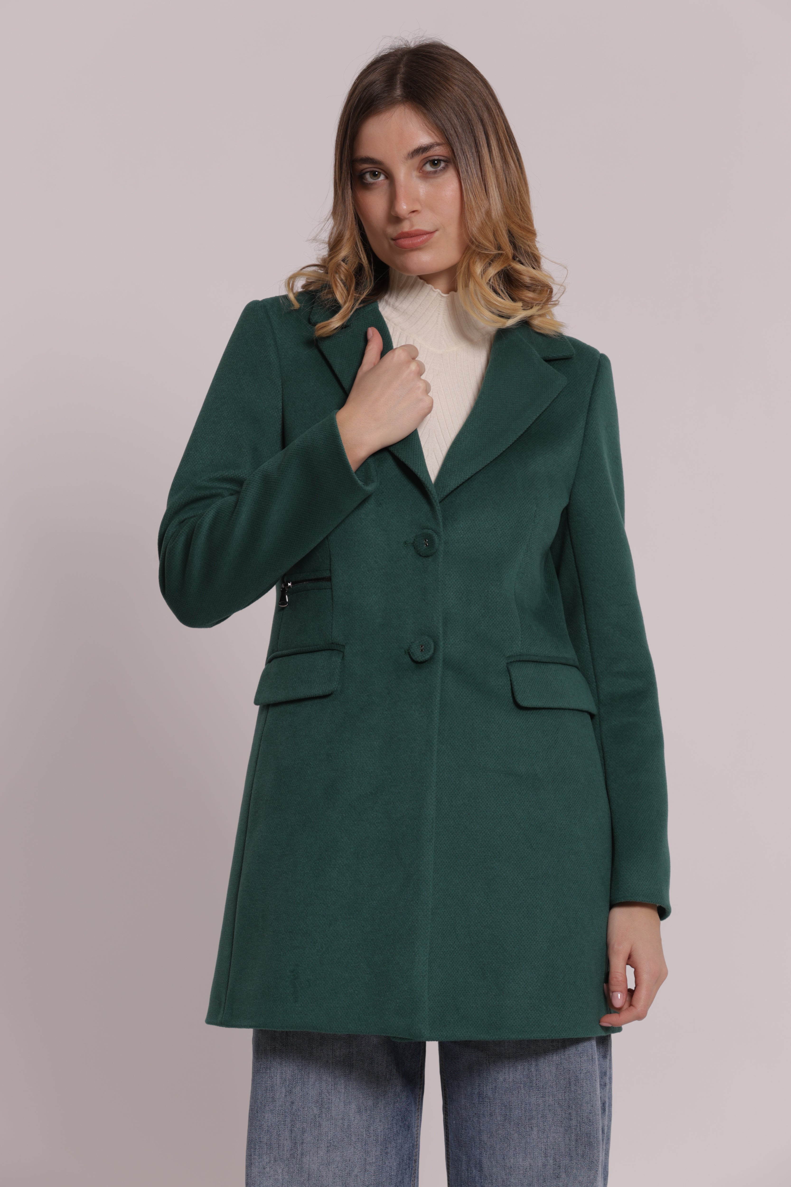 Mimi Mua Cappotto Baronetto con Zip Nero