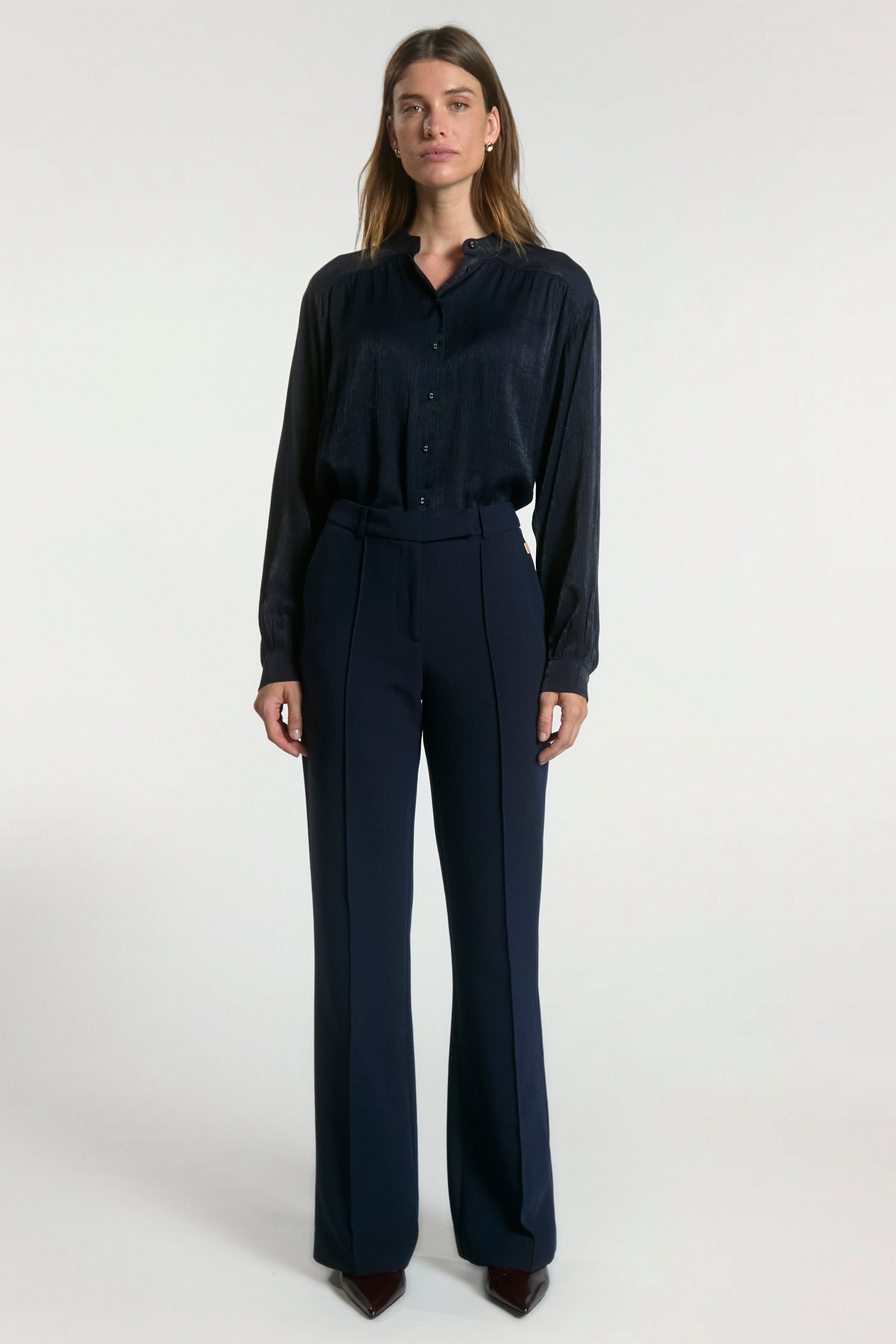 Aaiko Liv camicia blu night blue metallizzata
