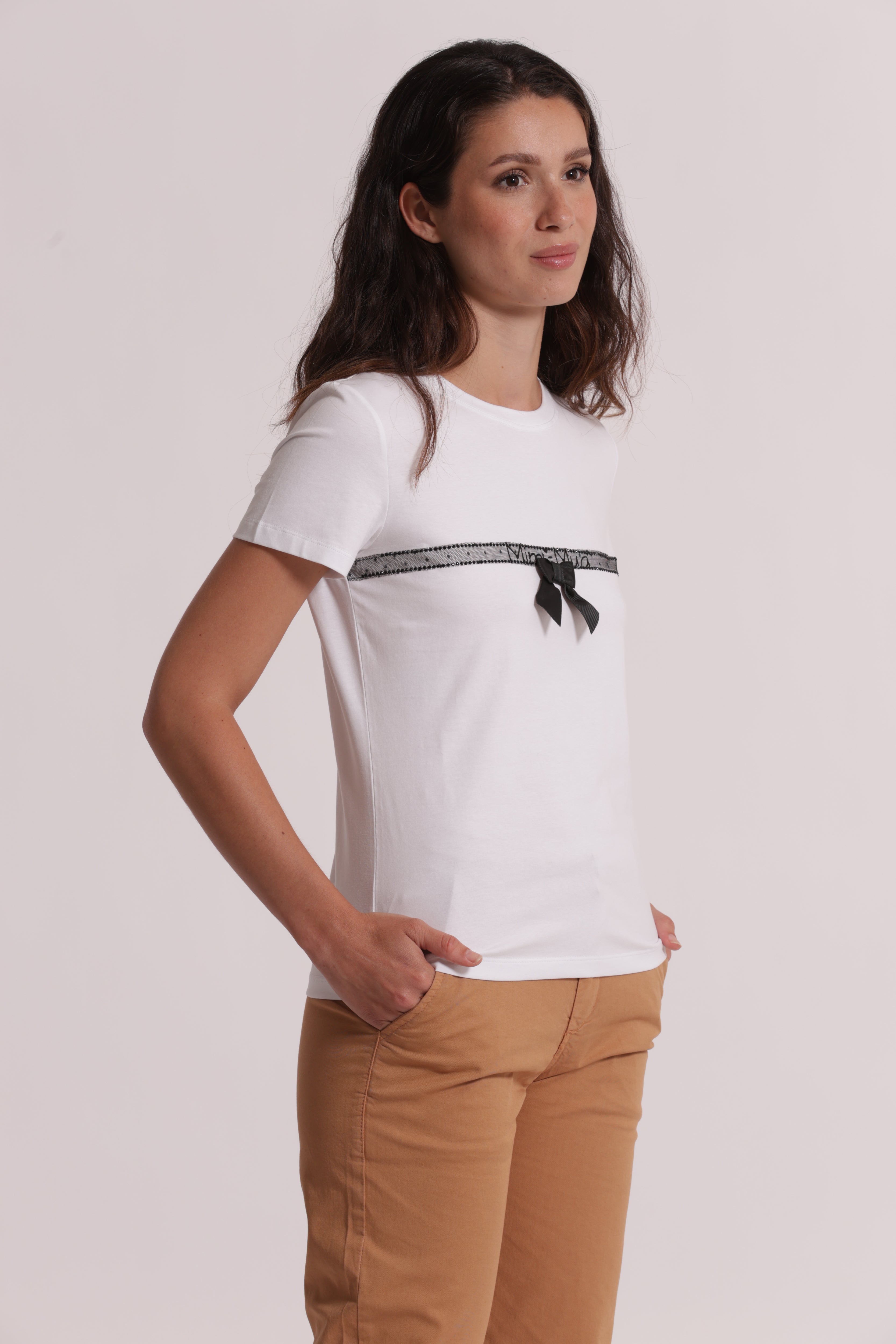 Mimi Mua T-Shirt Fiocco Cotone Bianco