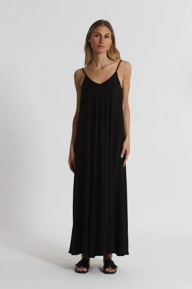 Mimi Mua Abito Canotta Viscosa Nylon Nero Costina