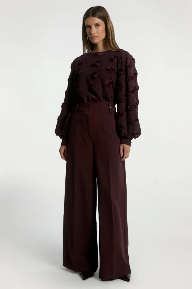 Aaiko Nore pantaloni bordeaux gamba larga