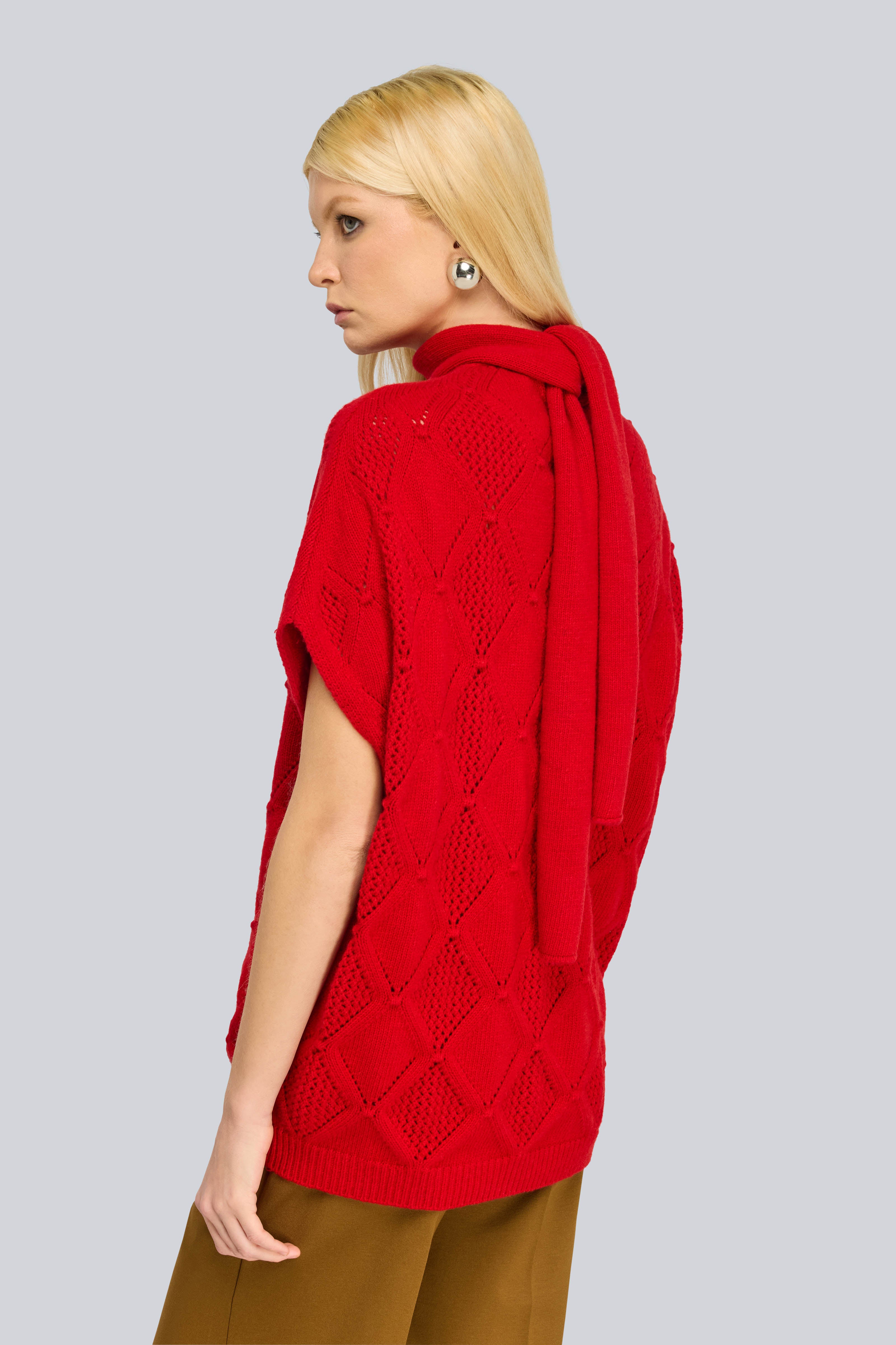 SEMICOUTURE Jonelle S6WD21 maglia rombi over rosso