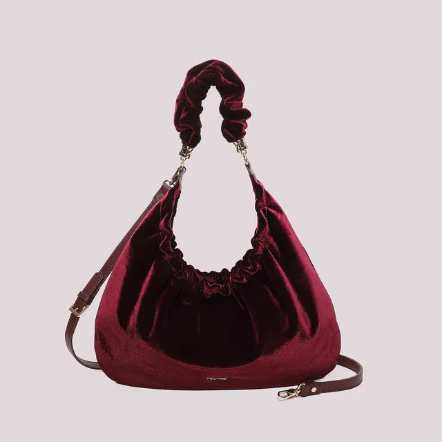 Mimi Mua Borsa Sacca Velluto Nero 43cm Tracolla