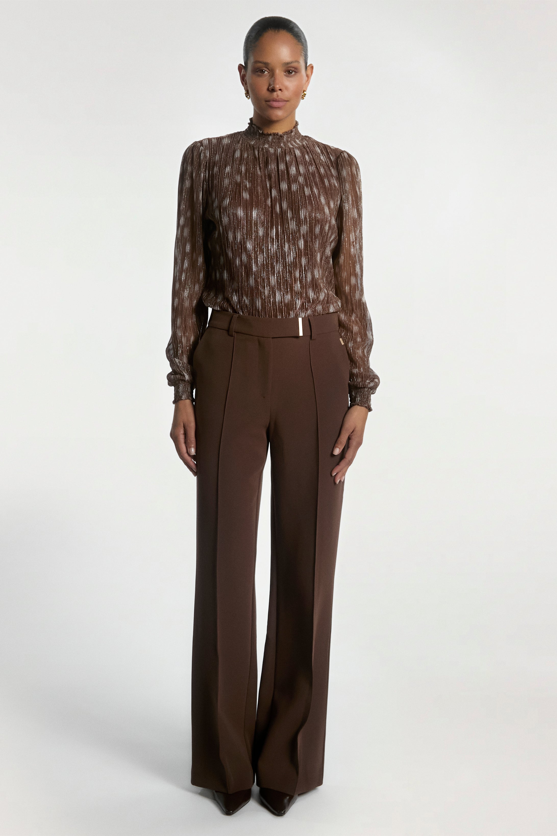 Aaiko Tory Bambi top marrone lurex collo alto