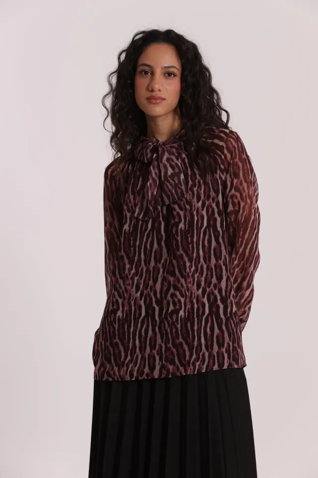 Mimi Mua Blusa con Fusciacca blusa animalier burgundy