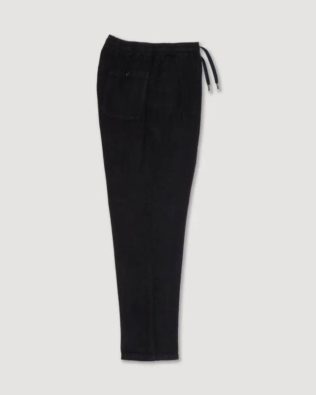 Altea Mattia pantalone lino blu coulisse ampia