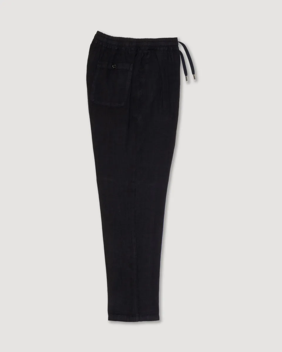 Altea Mattia pantalone lino blu coulisse ampia
