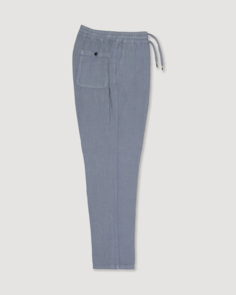 Altea Mattia pantalone lino azzurro coulisse