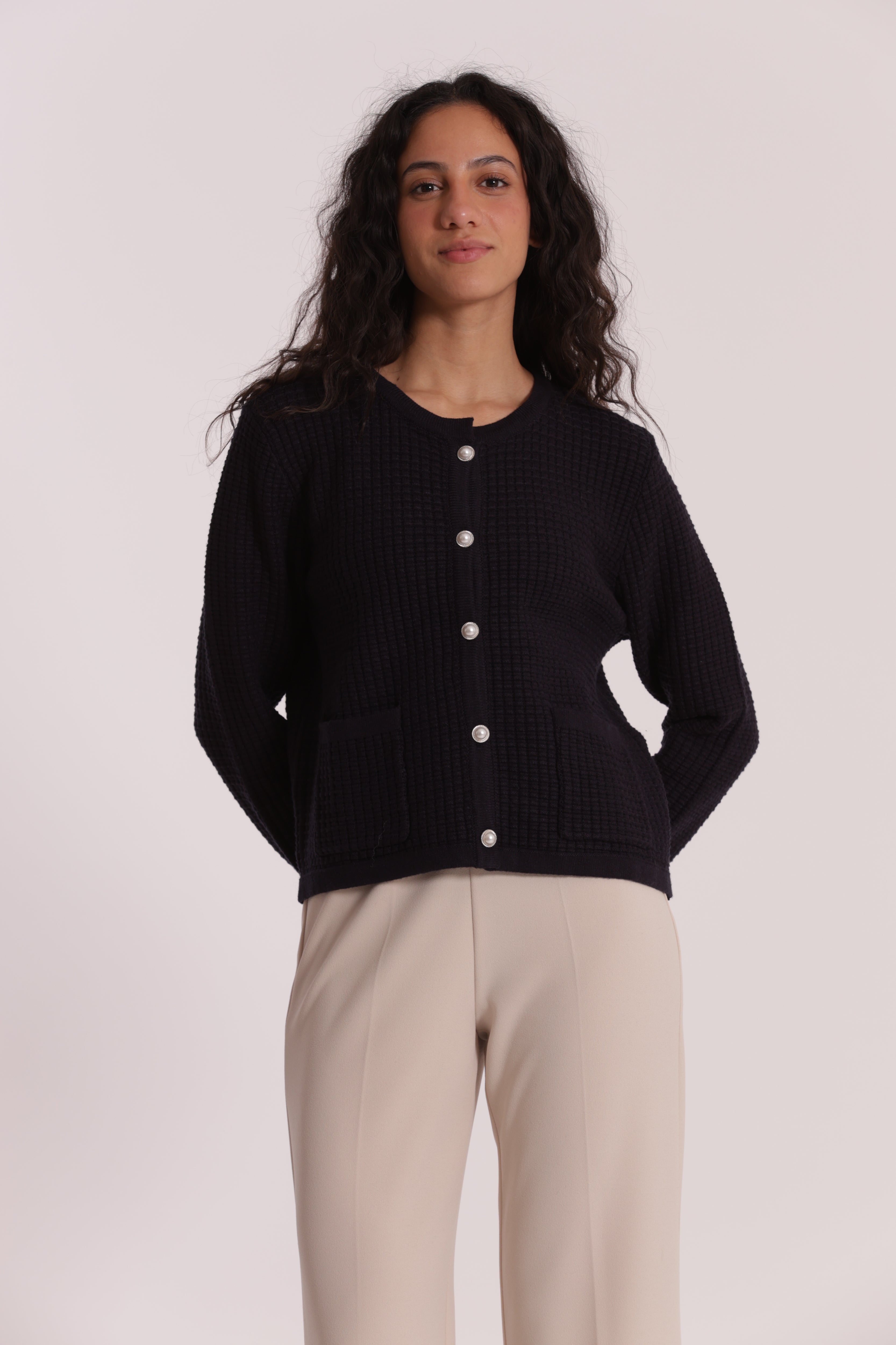 Mimi Mua Maglia Cardigan Nido Ape Panna