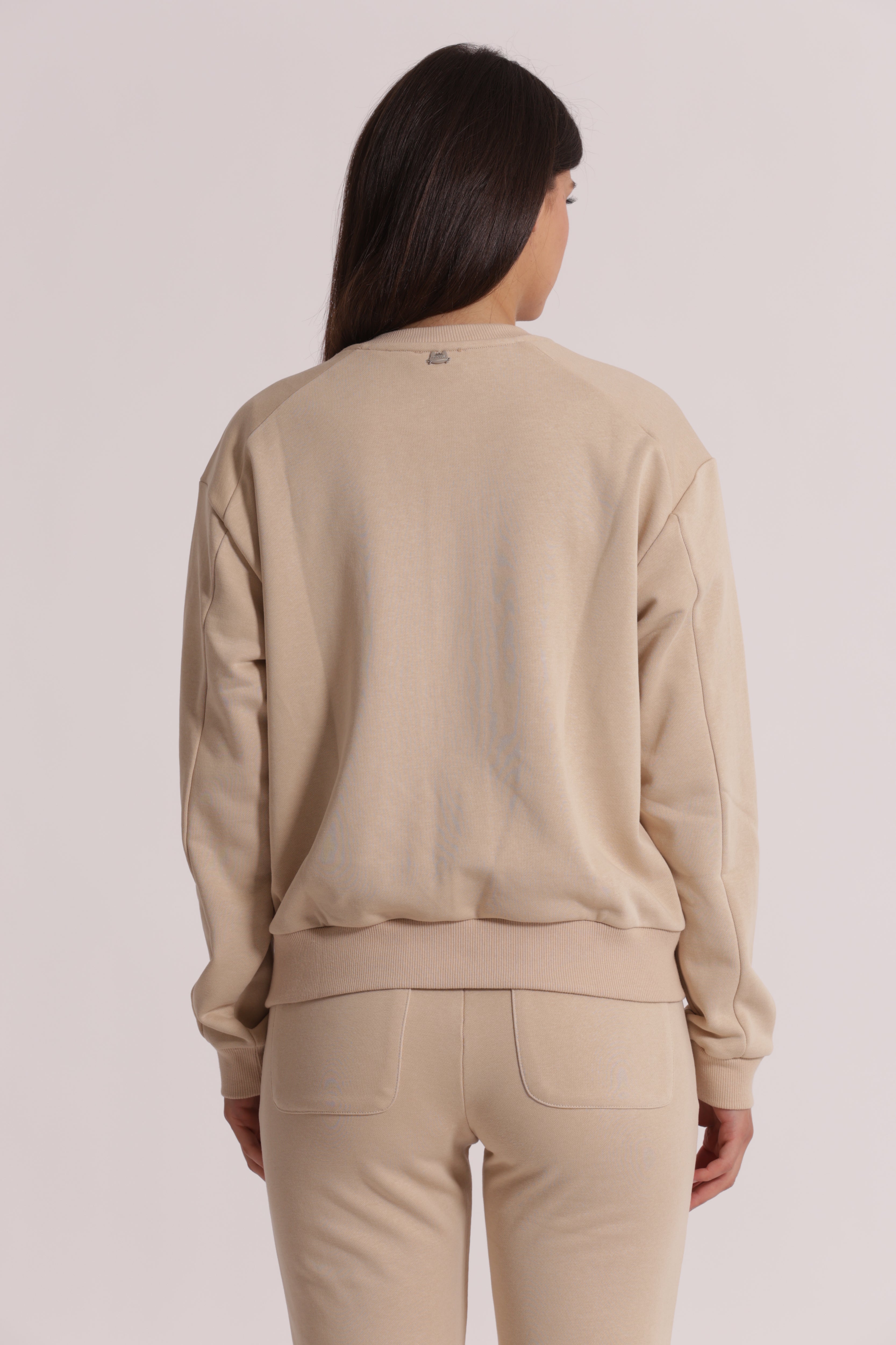 Mimi Mua Freedom Felpa con Zip Beige Cotone
