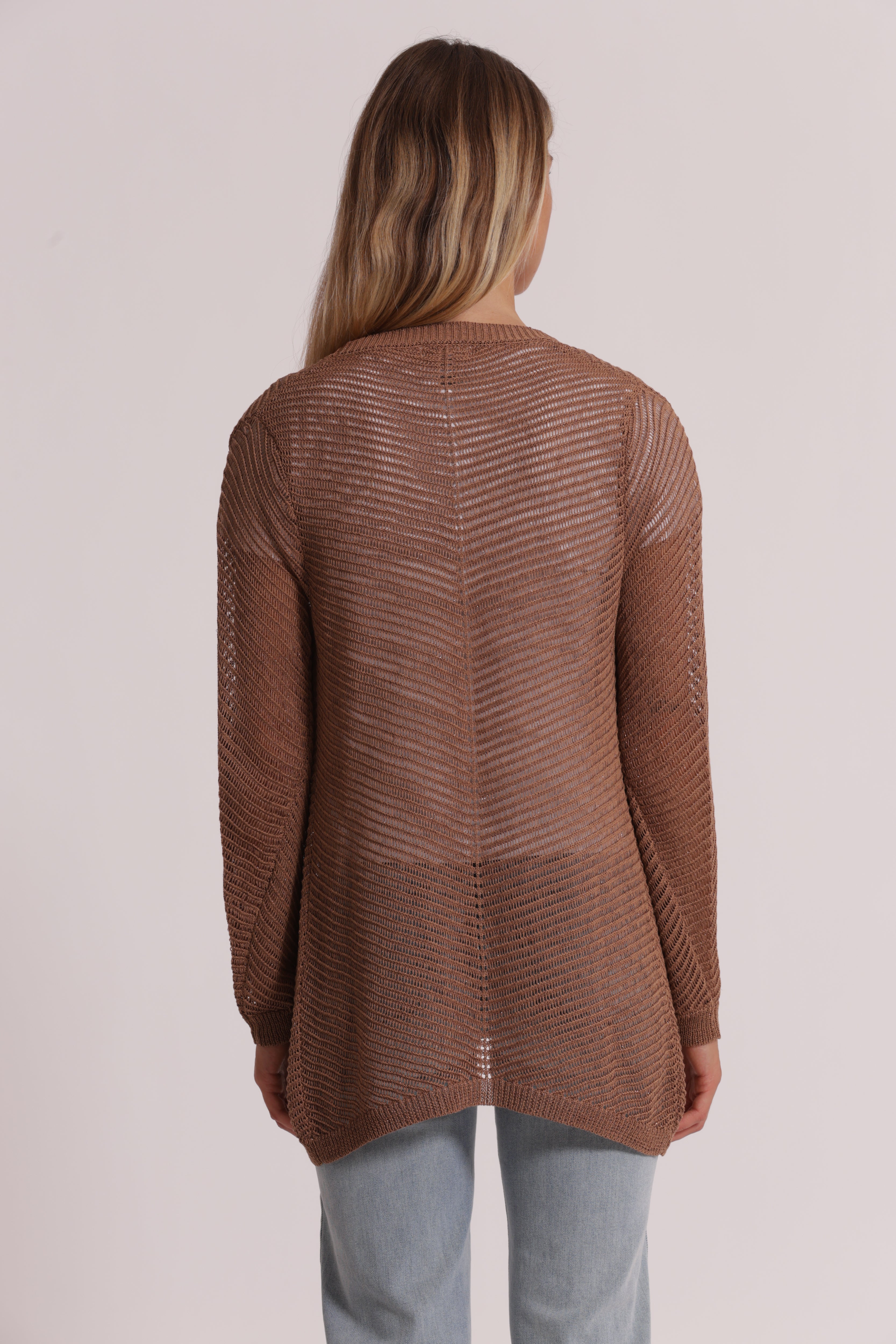 Mimi Mua Cardigan Lungo Traforato maglia nero leggero