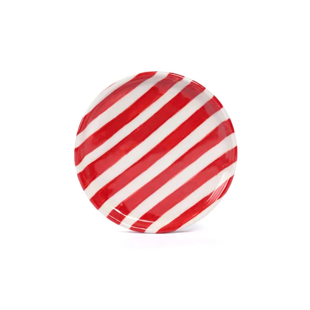 On Earth Righe piattino ceramica rosso dia 13,5 cm