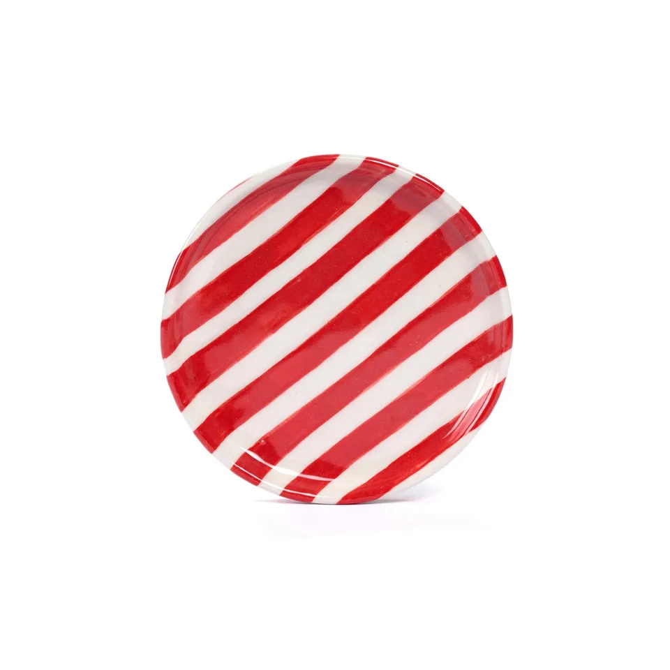 On Earth Righe piattino ceramica rosso dia 13,5 cm