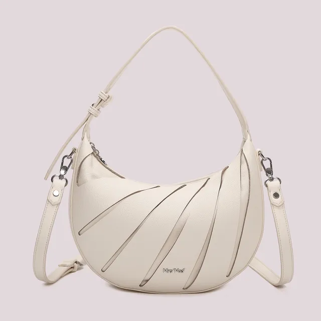 Mimi Mua Borsa Hobo Tagli Diagonali Panna