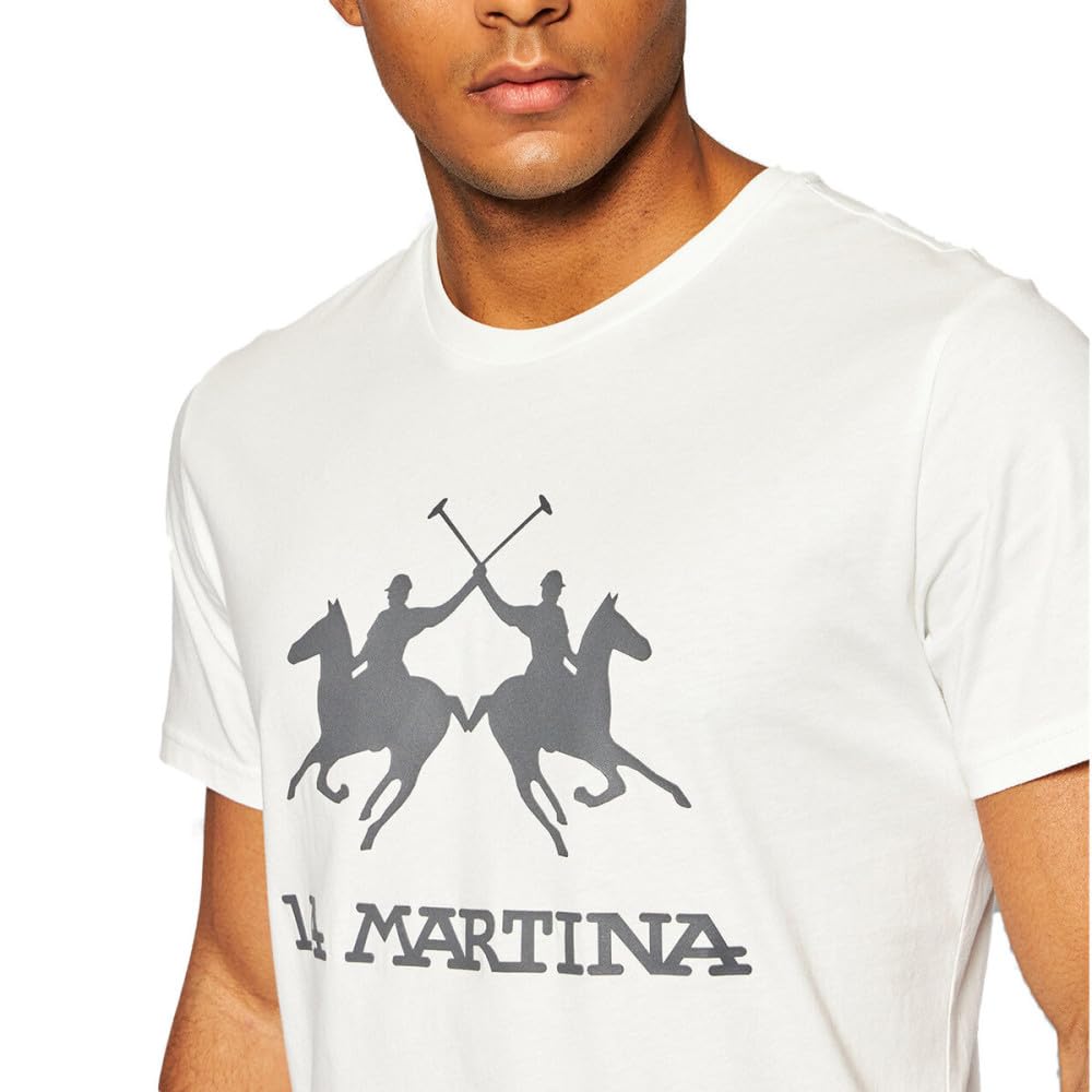La Martina CCMR05 JS206 T-Shirt Uomo Off White Cotone