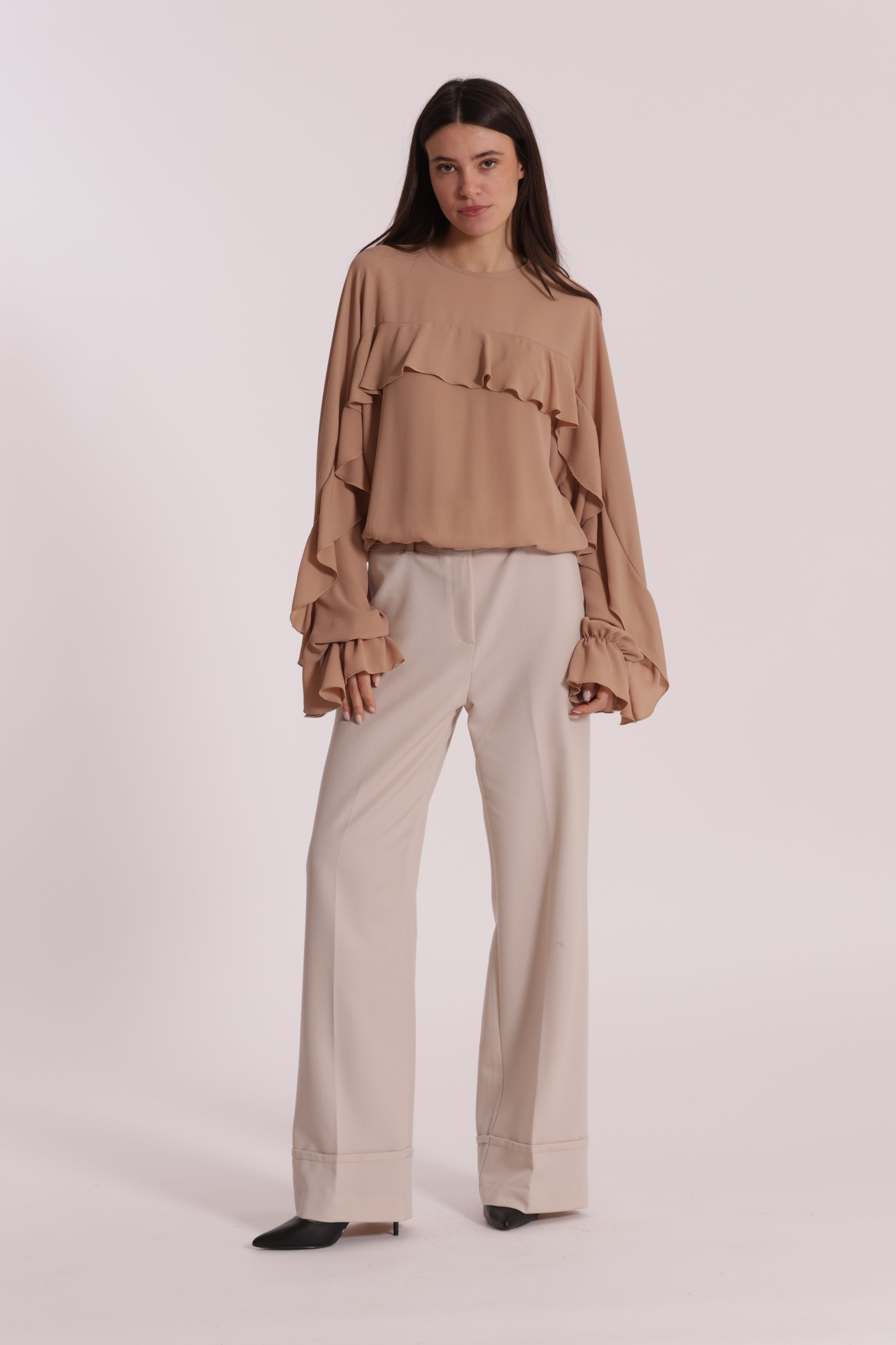 Mimi Mua Cropped pantalone nero con cintura