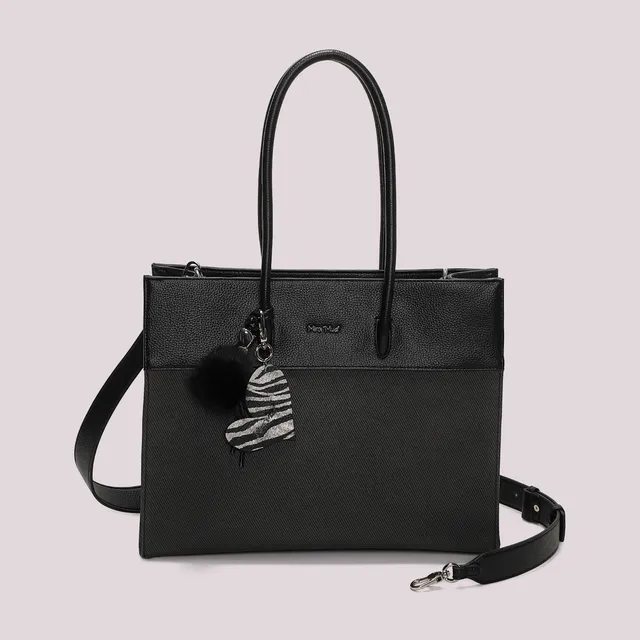 Mimi Mua Tote Borsa Shopper Nera con Charm Cuore