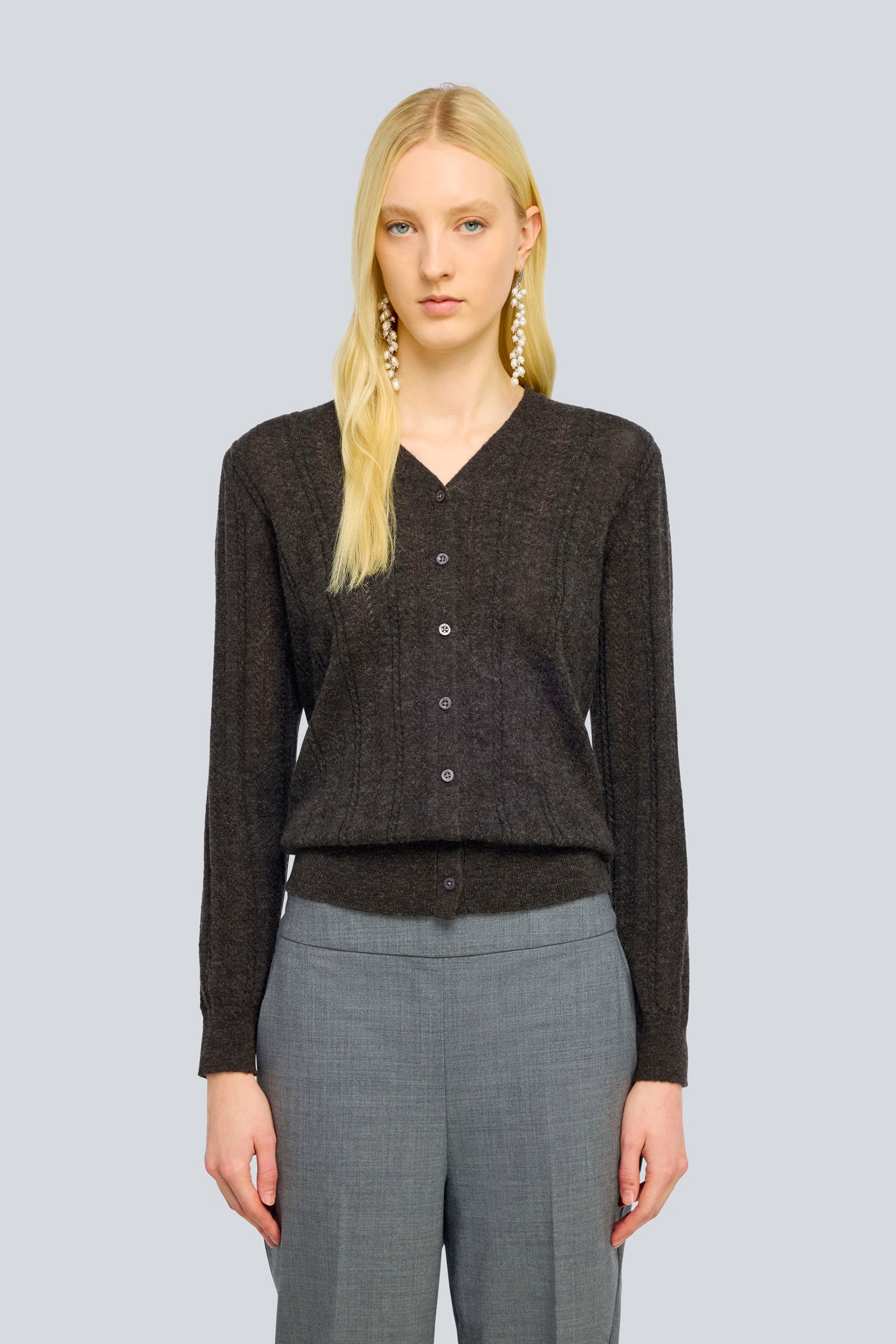 Semicouture Jodi cardigan grigio misto lana