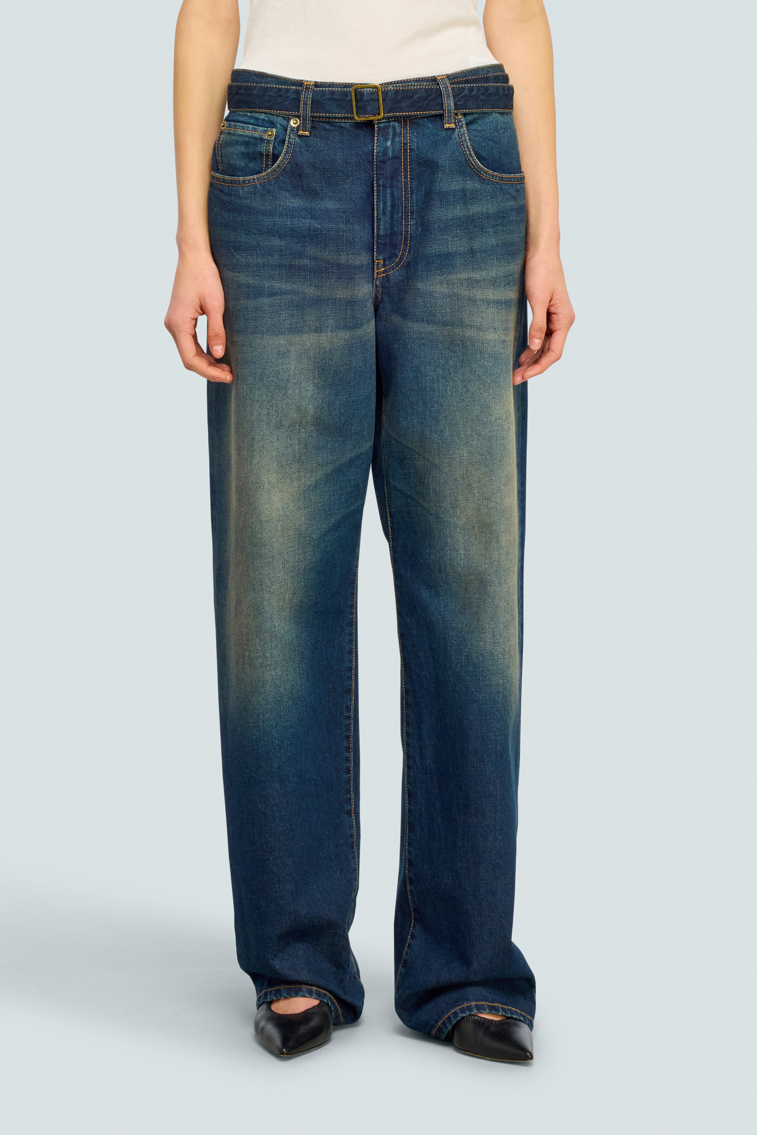 Semicouture Cynthia Jeans Wide Stone Wash Denim