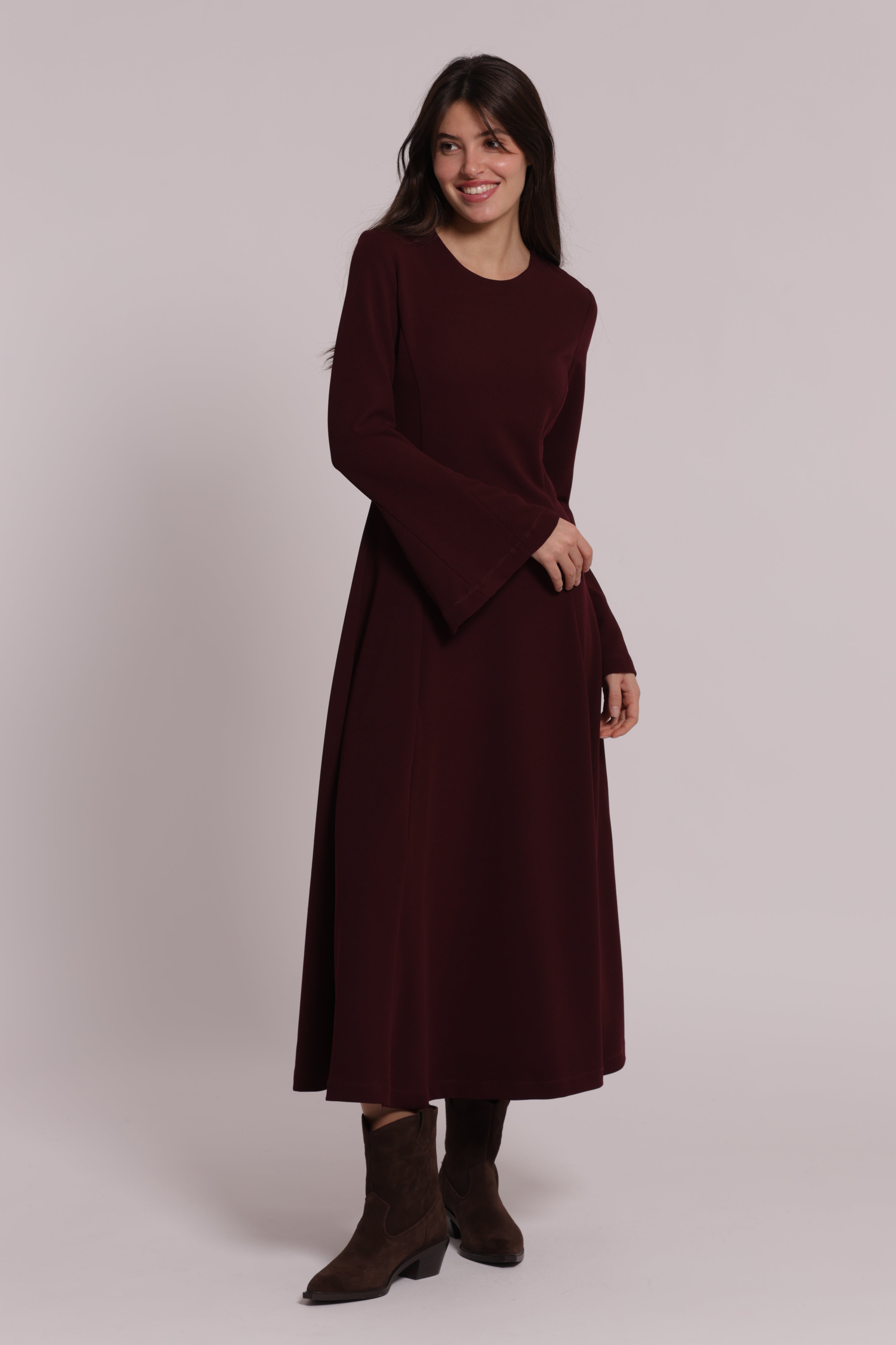 Mimi Mua Abito Lungo Scuba Crepe Tulipano Nero