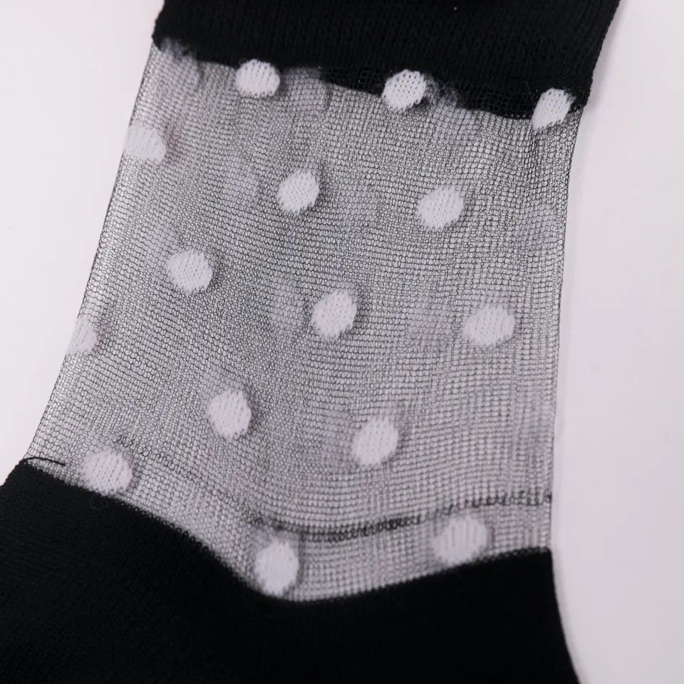 Mimi Mua Calzini Donna Nero Pallini Bianco cotone