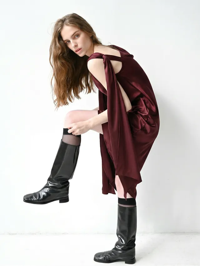 GiglioTigrato Marylin Dress II abito bordeaux seta taglia unica