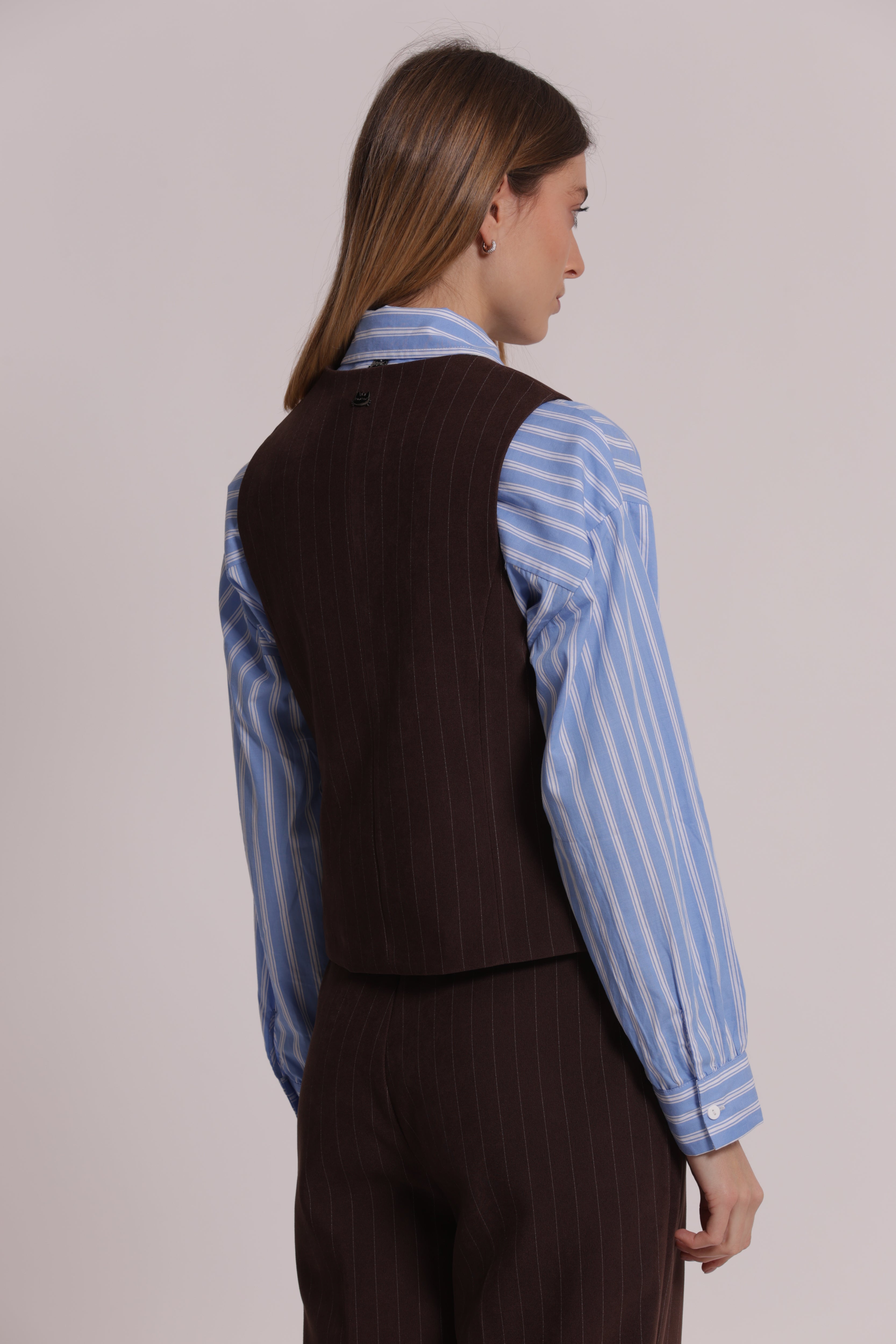 Mimi Mua Gilet Gessato moro sartoriale