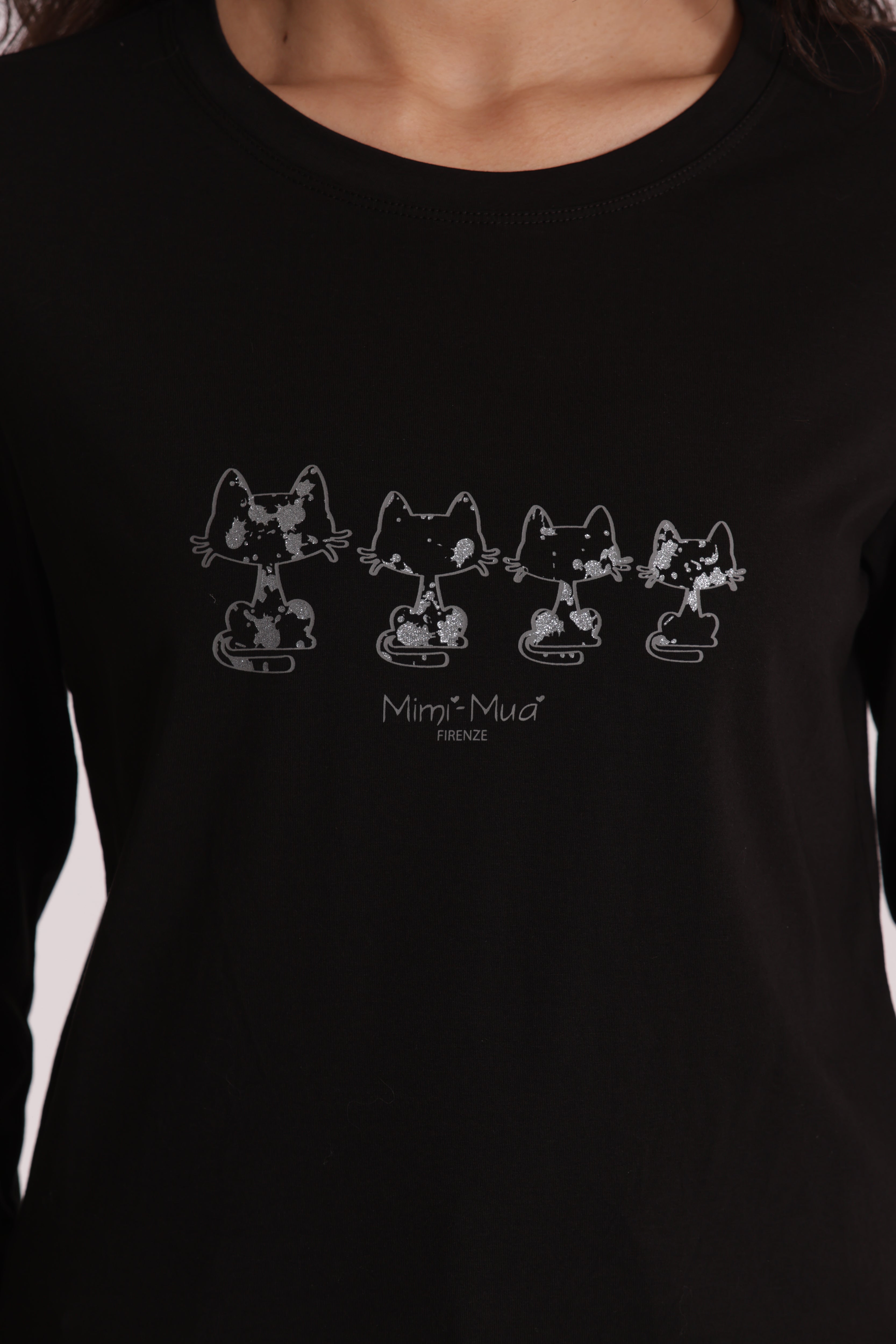 Mimi Mua t-shirt gatti matriosca nera