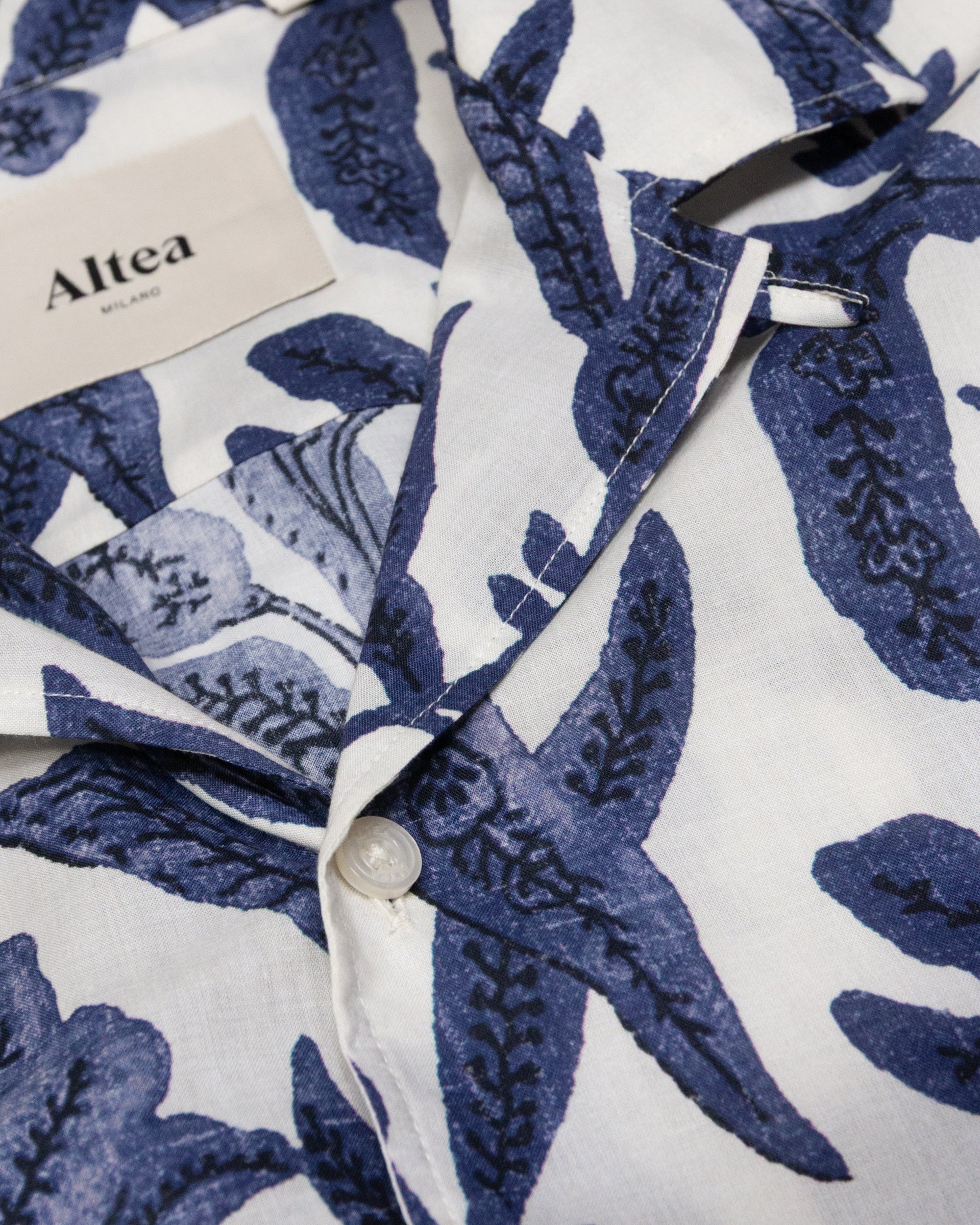 Altea Bart camicia mussola blu manica corta over
