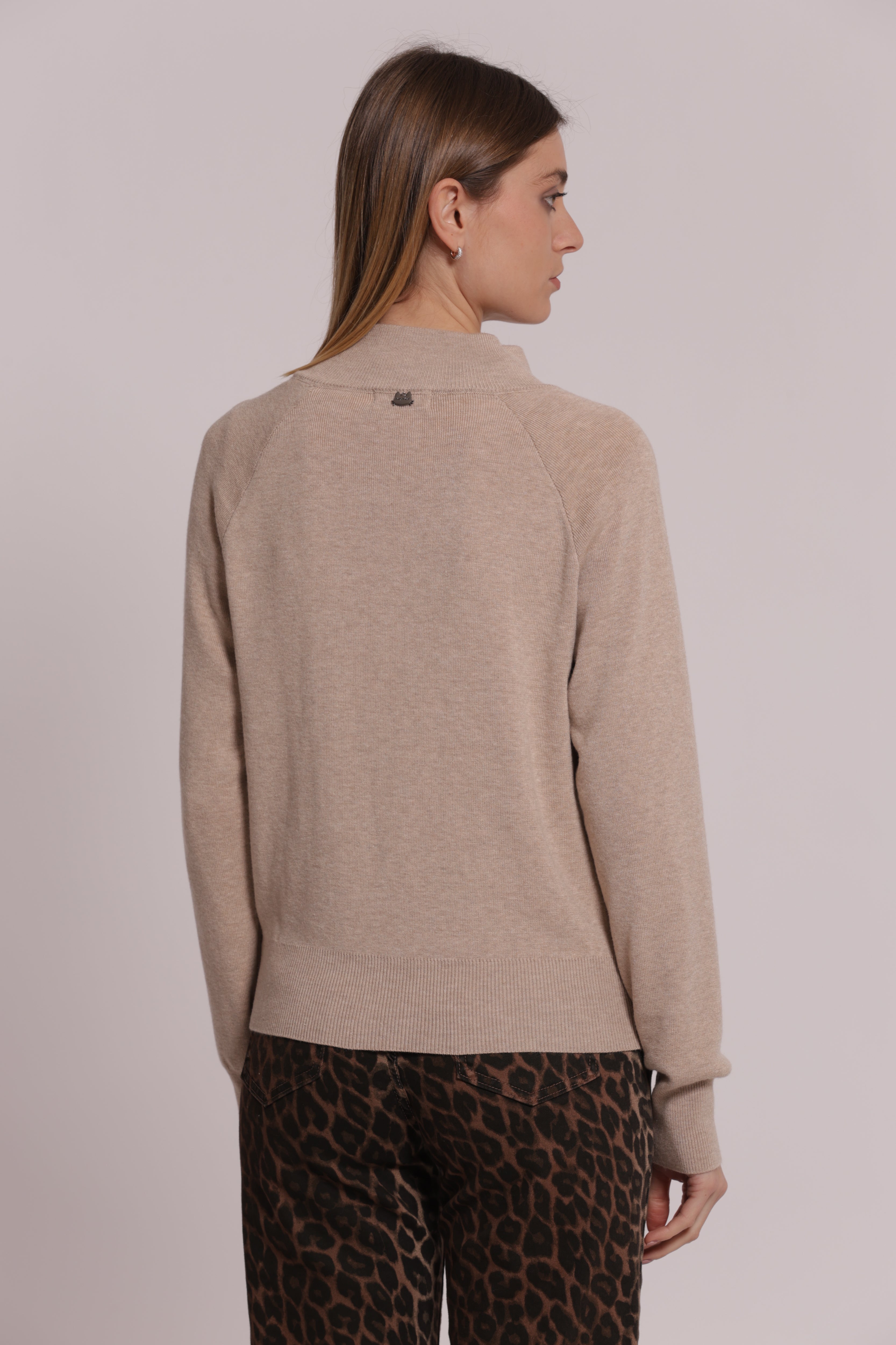 Mimi Mua Cardigan Lupetto con Tasche Maglia Nera
