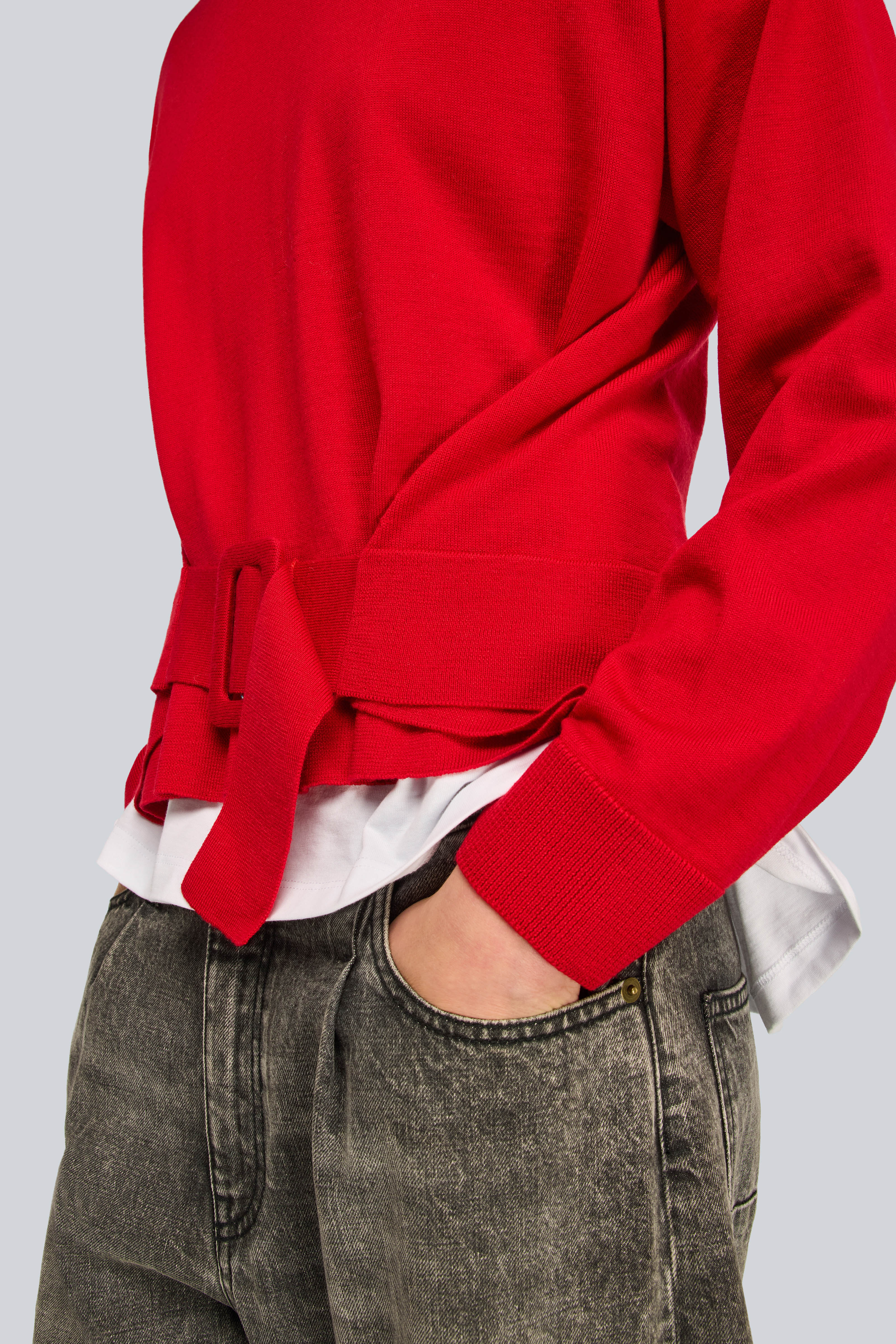 Semicouture Norma maglia rosso lacca fibbia