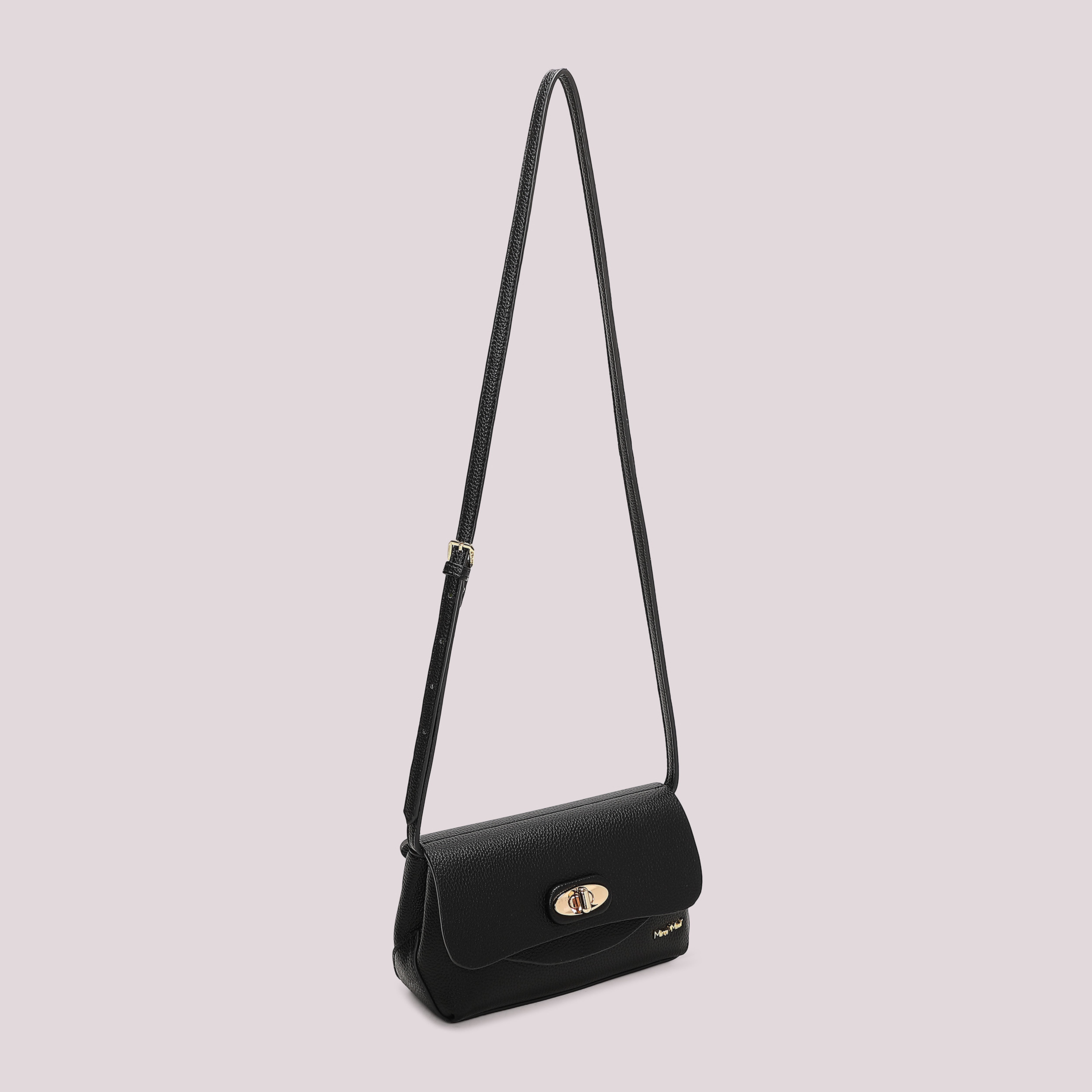 Mimi Mua Borsa a Tracolla con Patta borsetta nera 23 cm