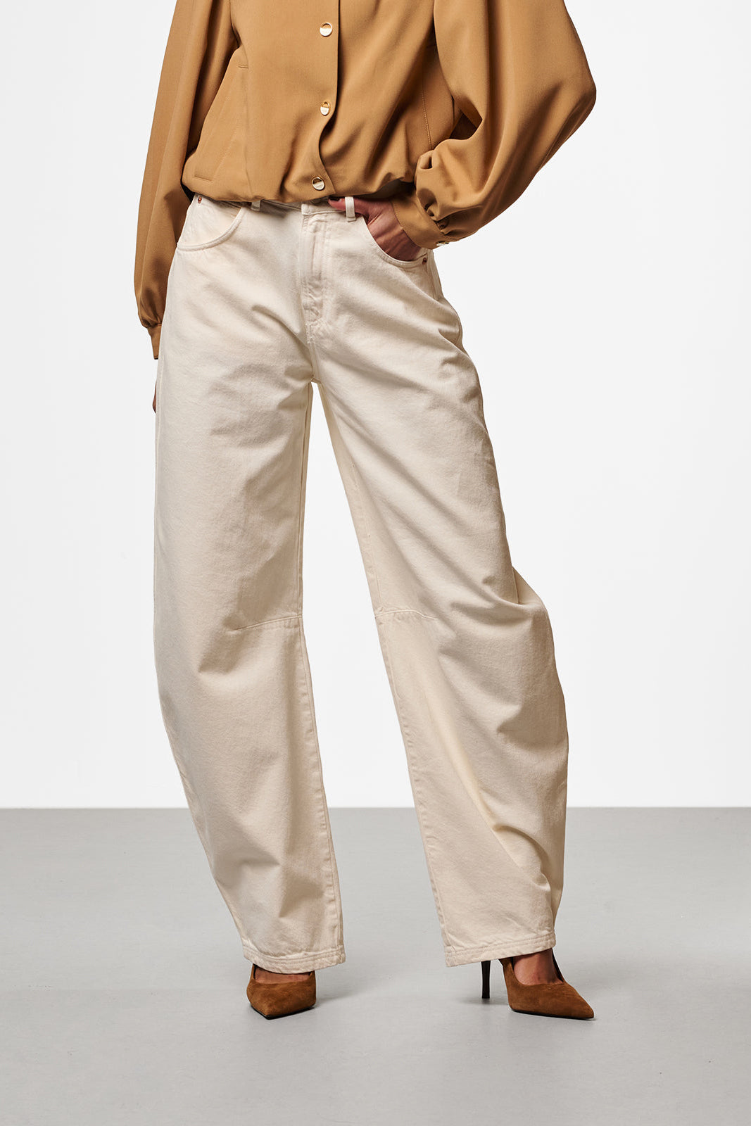 Aaiko Sacha jeans barrel panna vita alta