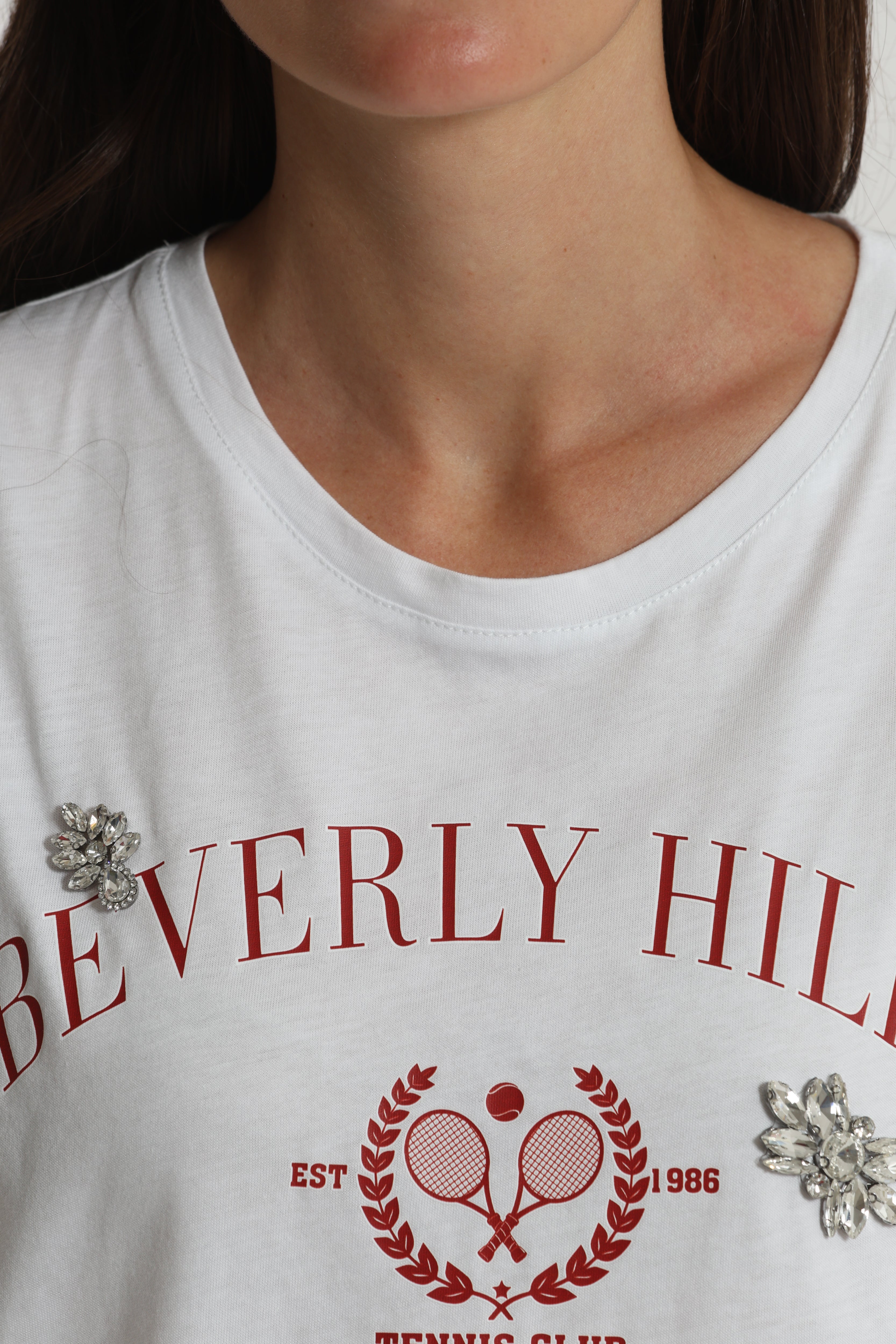 Mimi Mua T-shirt Beverly Hills Strass Cotone