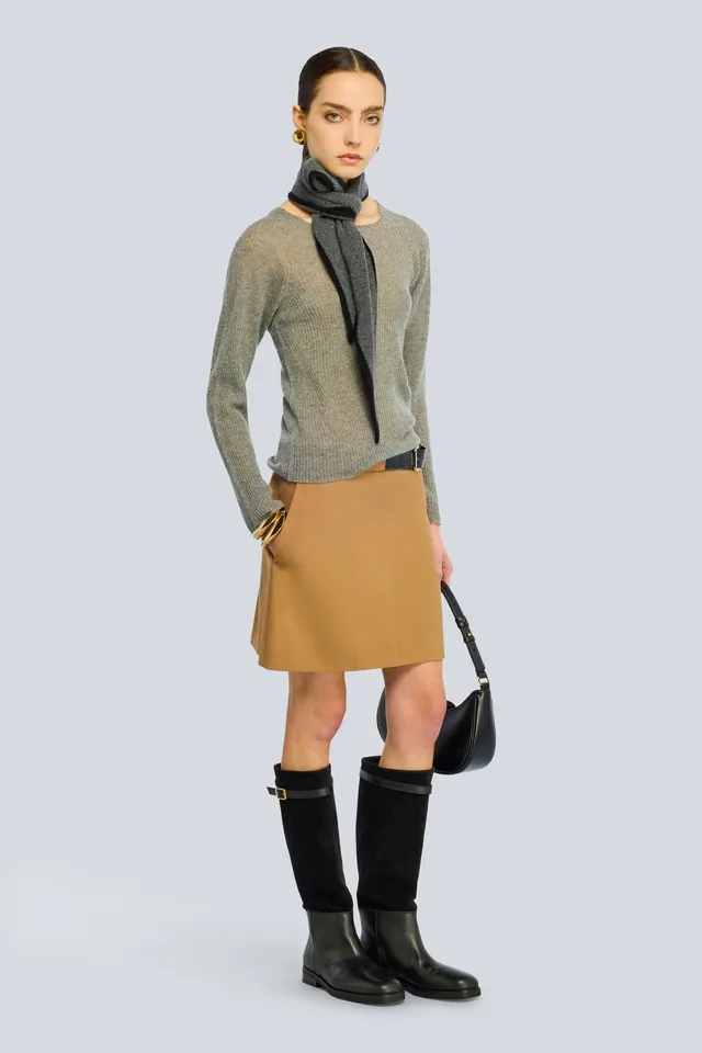Semicouture Helen gonna fresco lana cammello