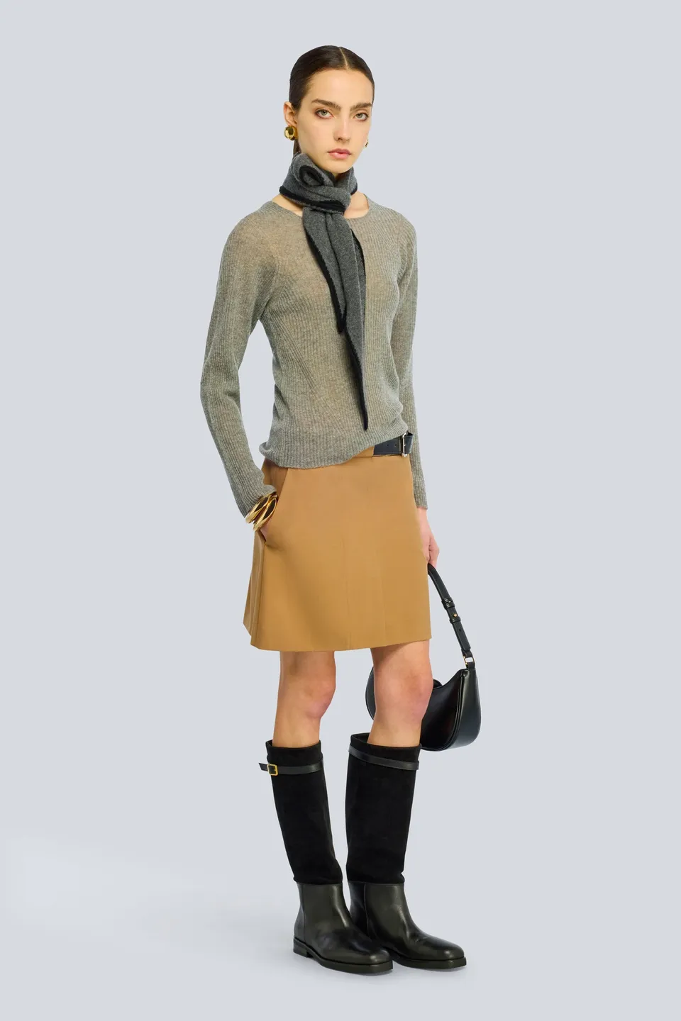 Semicouture Helen gonna fresco lana cammello