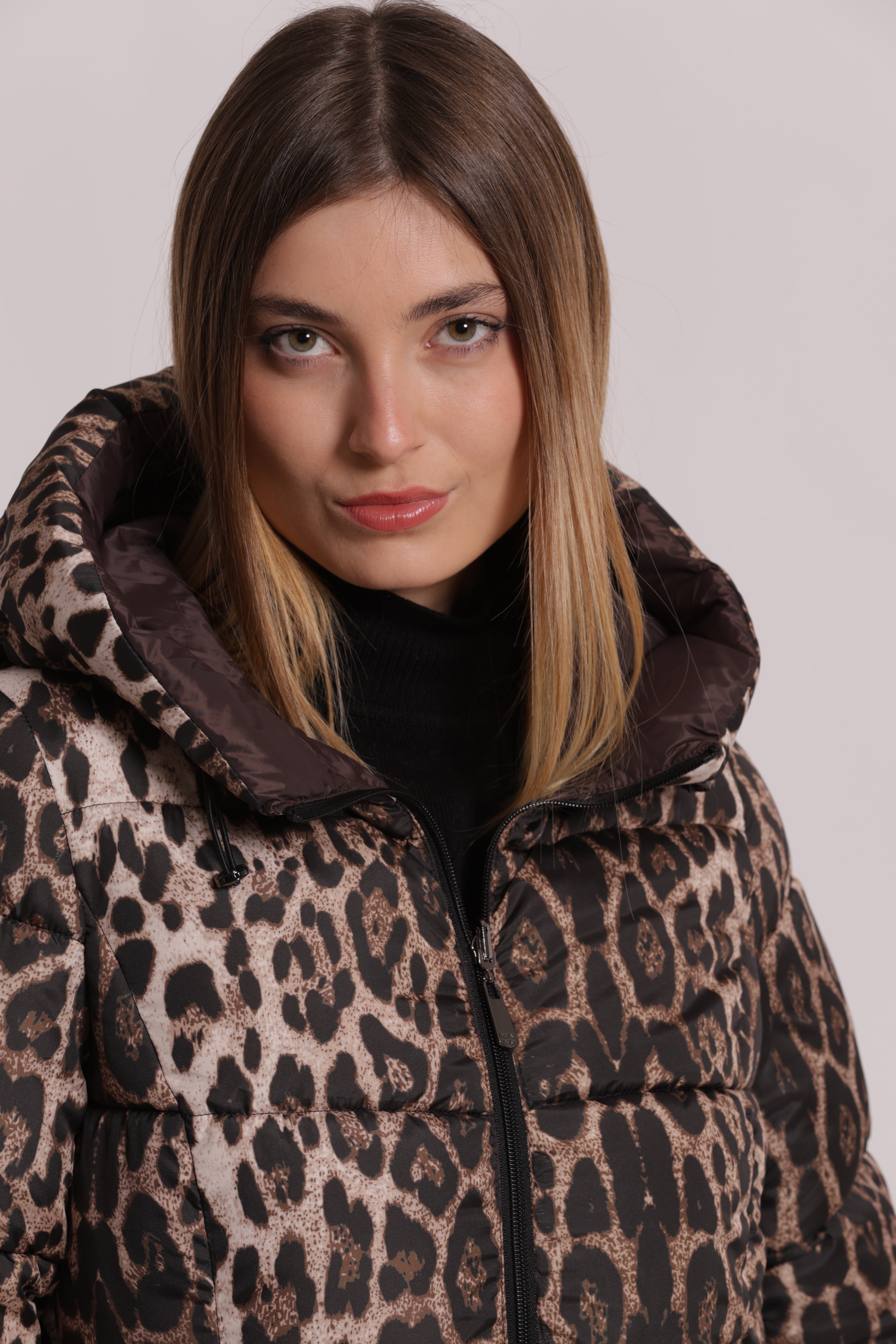 Mimi Mua Piumino Corto Reversibile Coulisse Vita Animalier 2in1