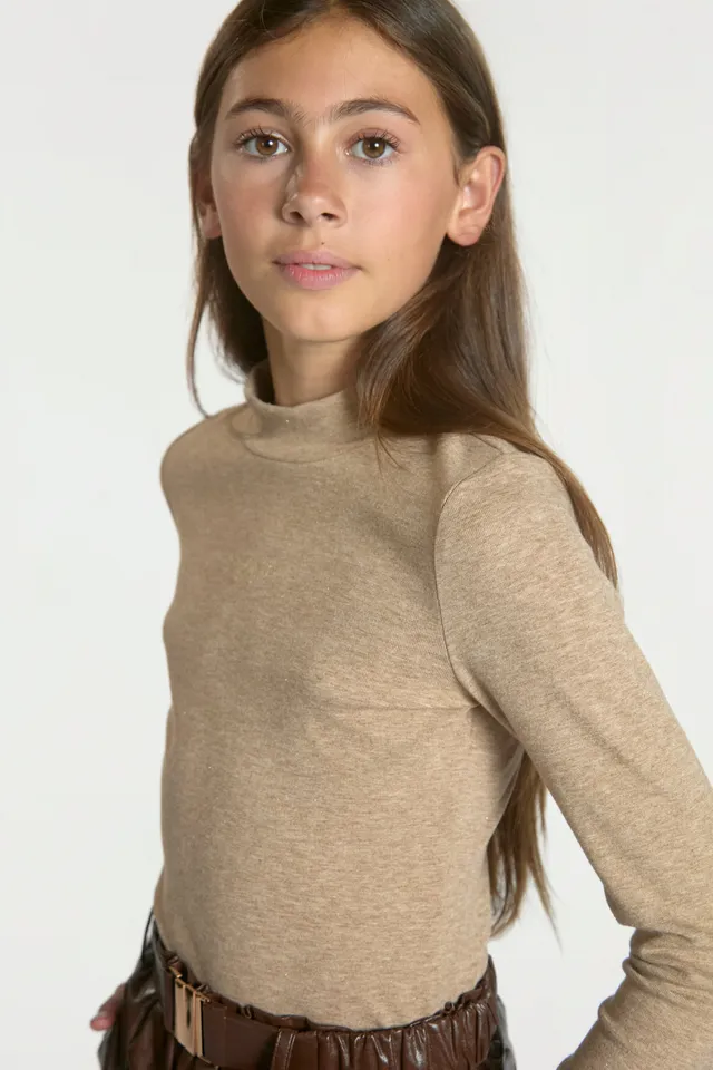 Aaiko Zera top beige Shiitake lurex bambina