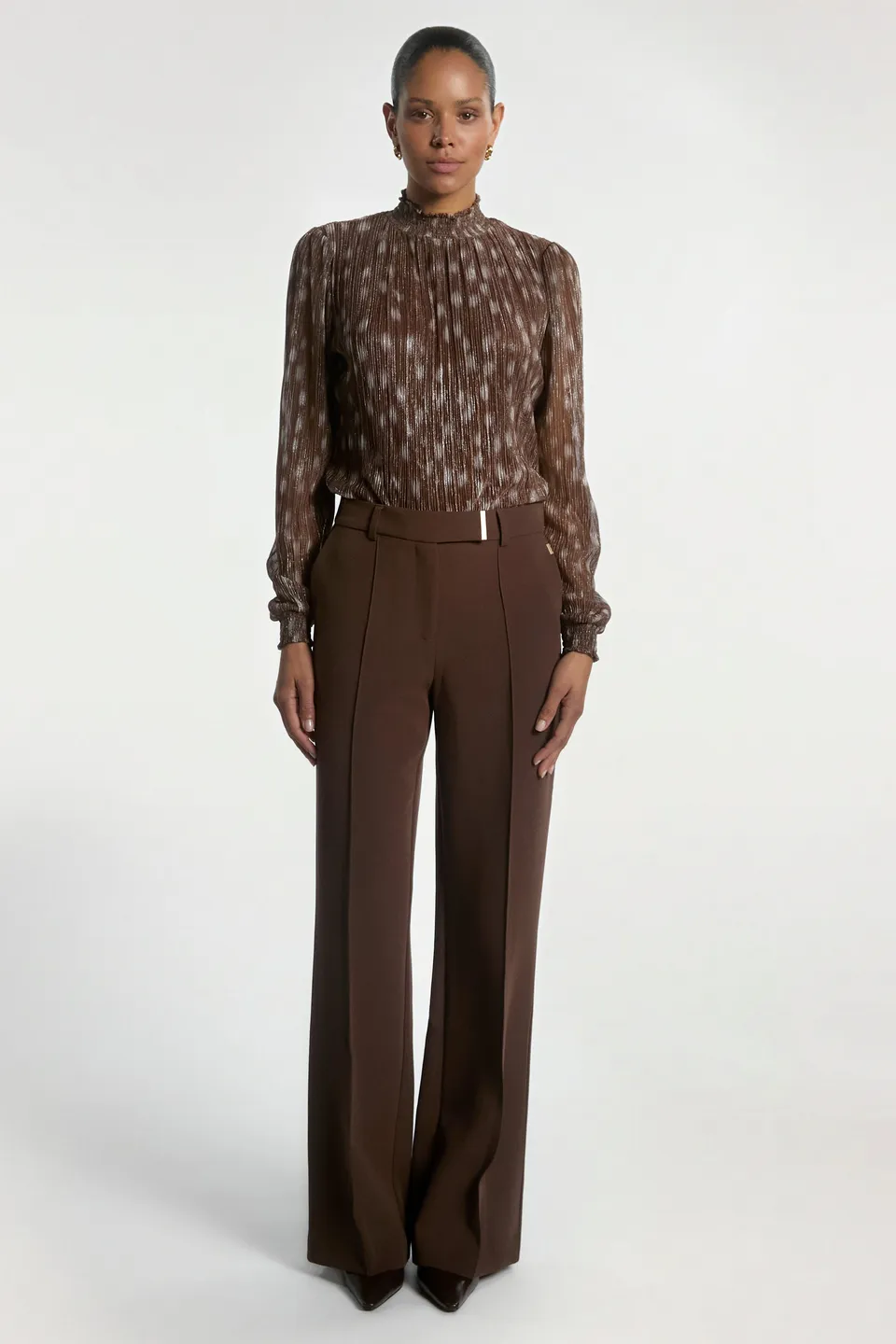 Aaiko Chantalle pantaloni fudge palazzo eleganti