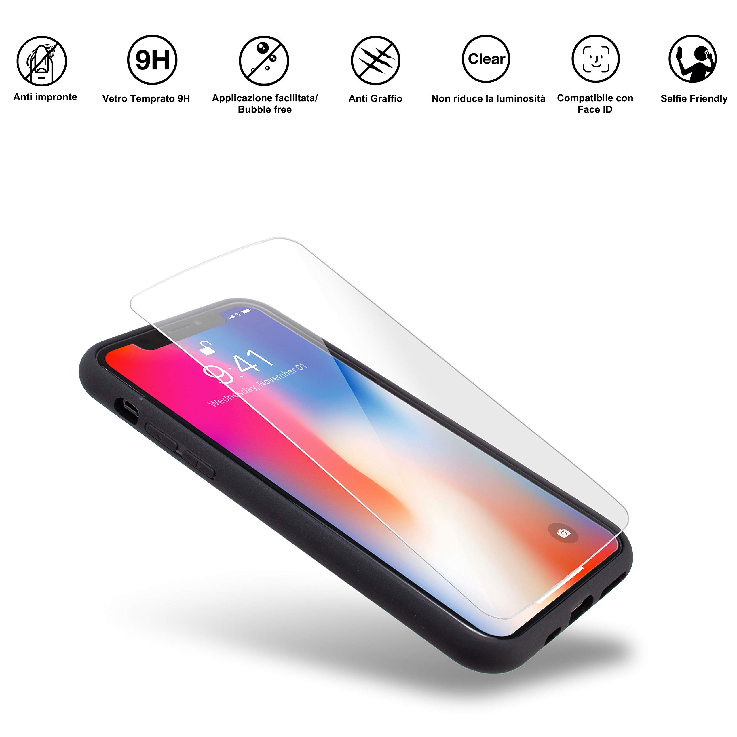 Marcelo Burlon 3D Cross cover iPhone X/XS + vetro 9H