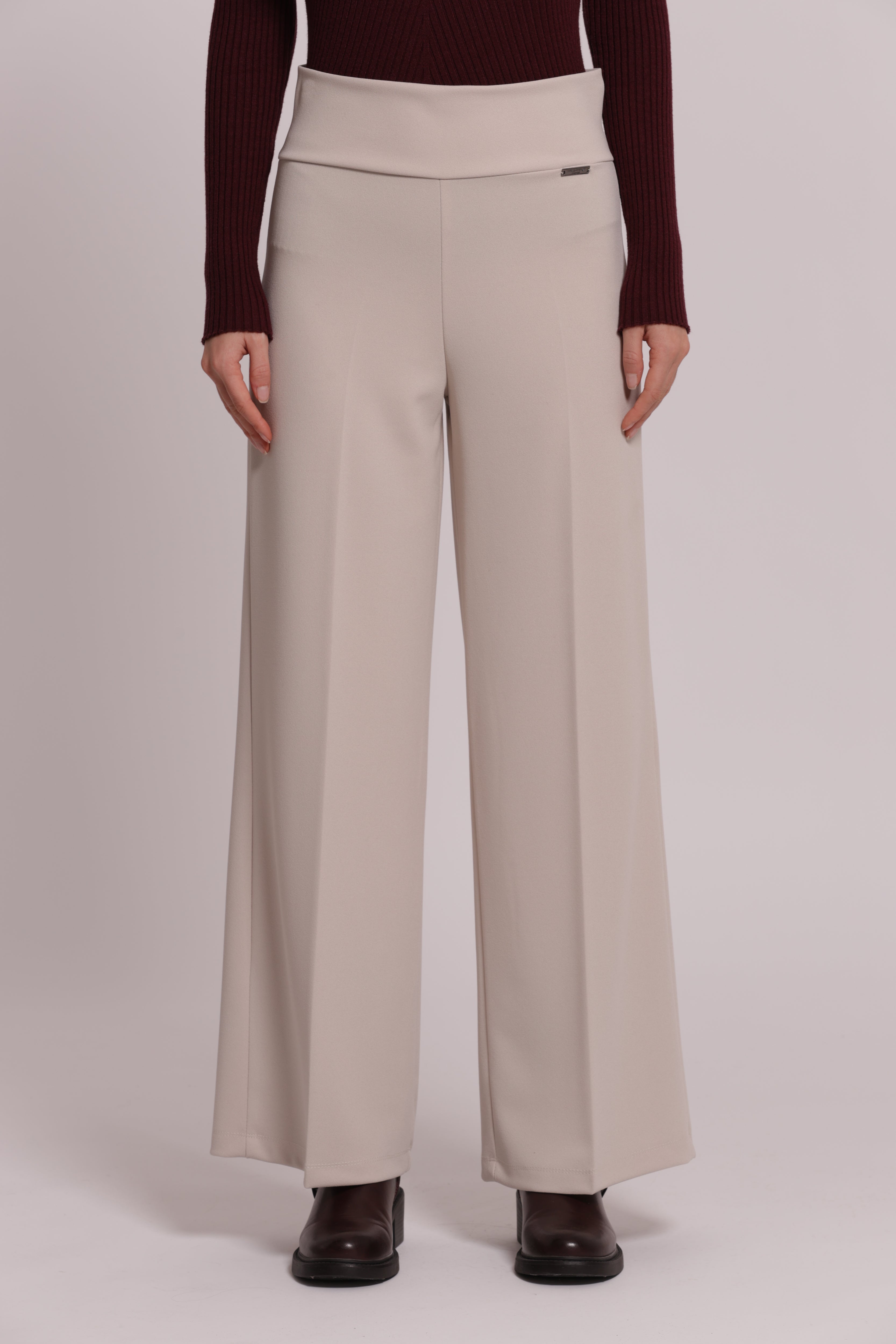 Mimi Mua Pantalone Palazzo Scuba Crepe Nero
